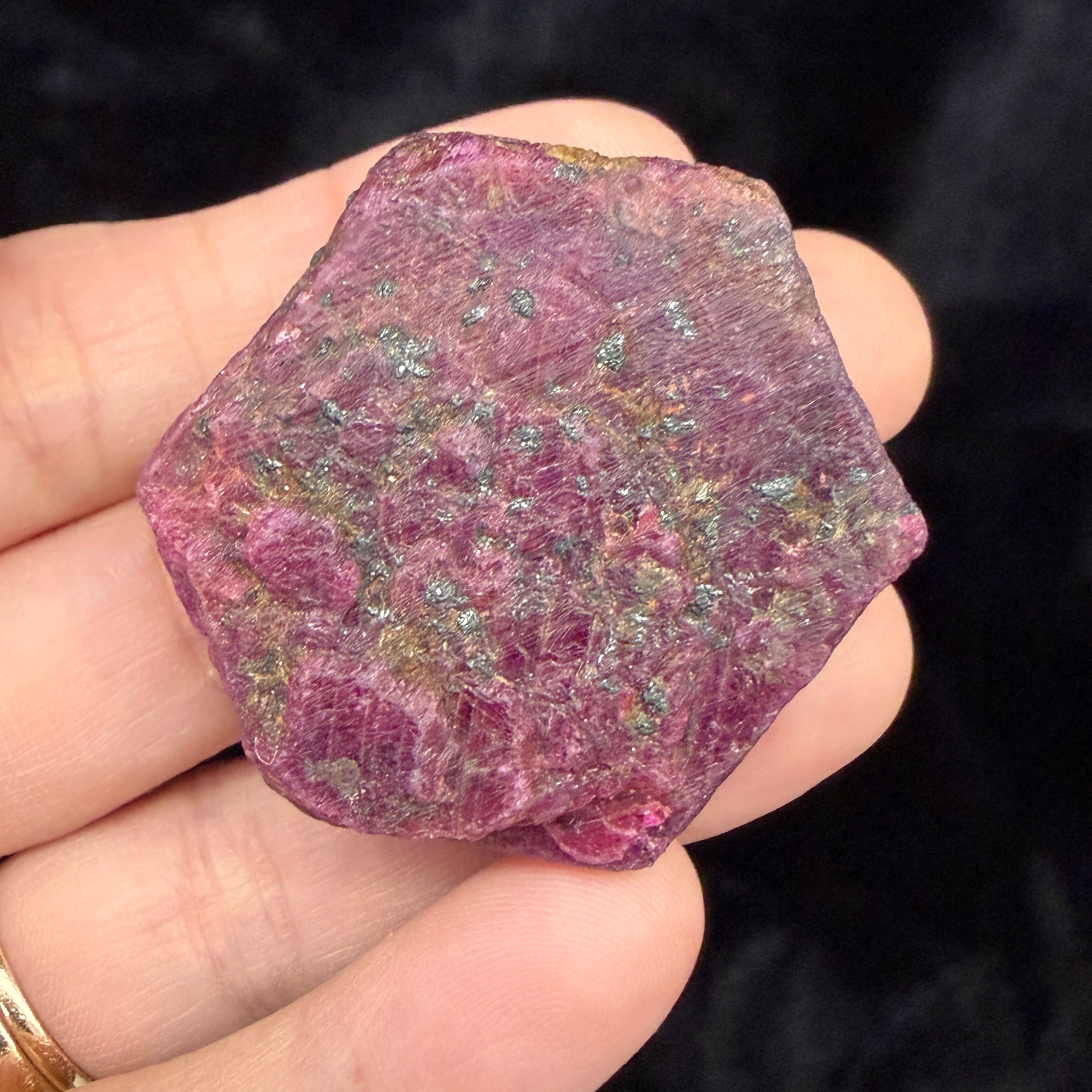 Natural Ruby Crystal shown in hand.