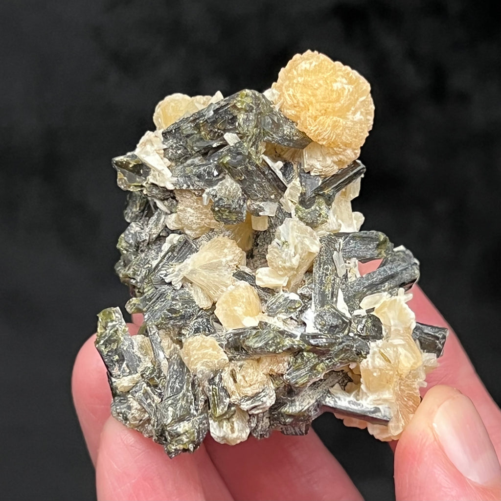 Stilbite with Epidote Unusual Association of Minerals 91 grams | Interesting Collectors Mineral