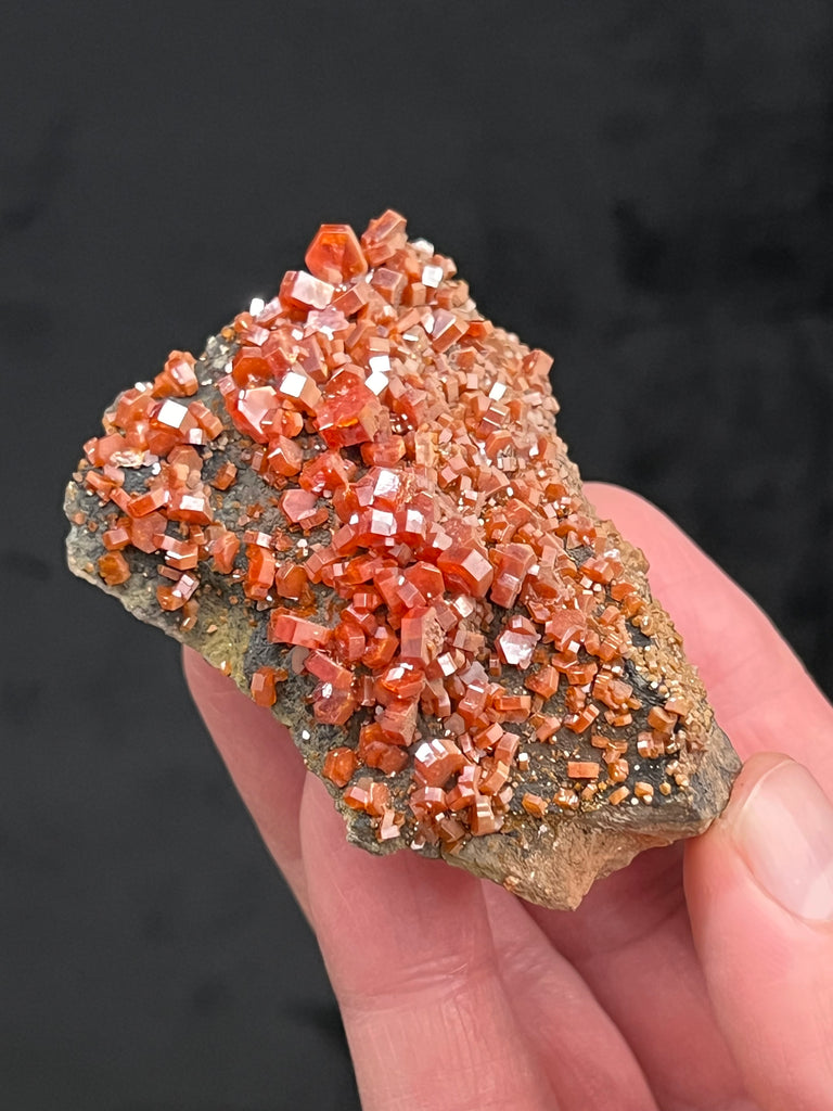 The source for these excellent Vanadinite crystals is the Mibladen Mining District, Khenifra Province, Meknes-Tafilalet, Morocco.