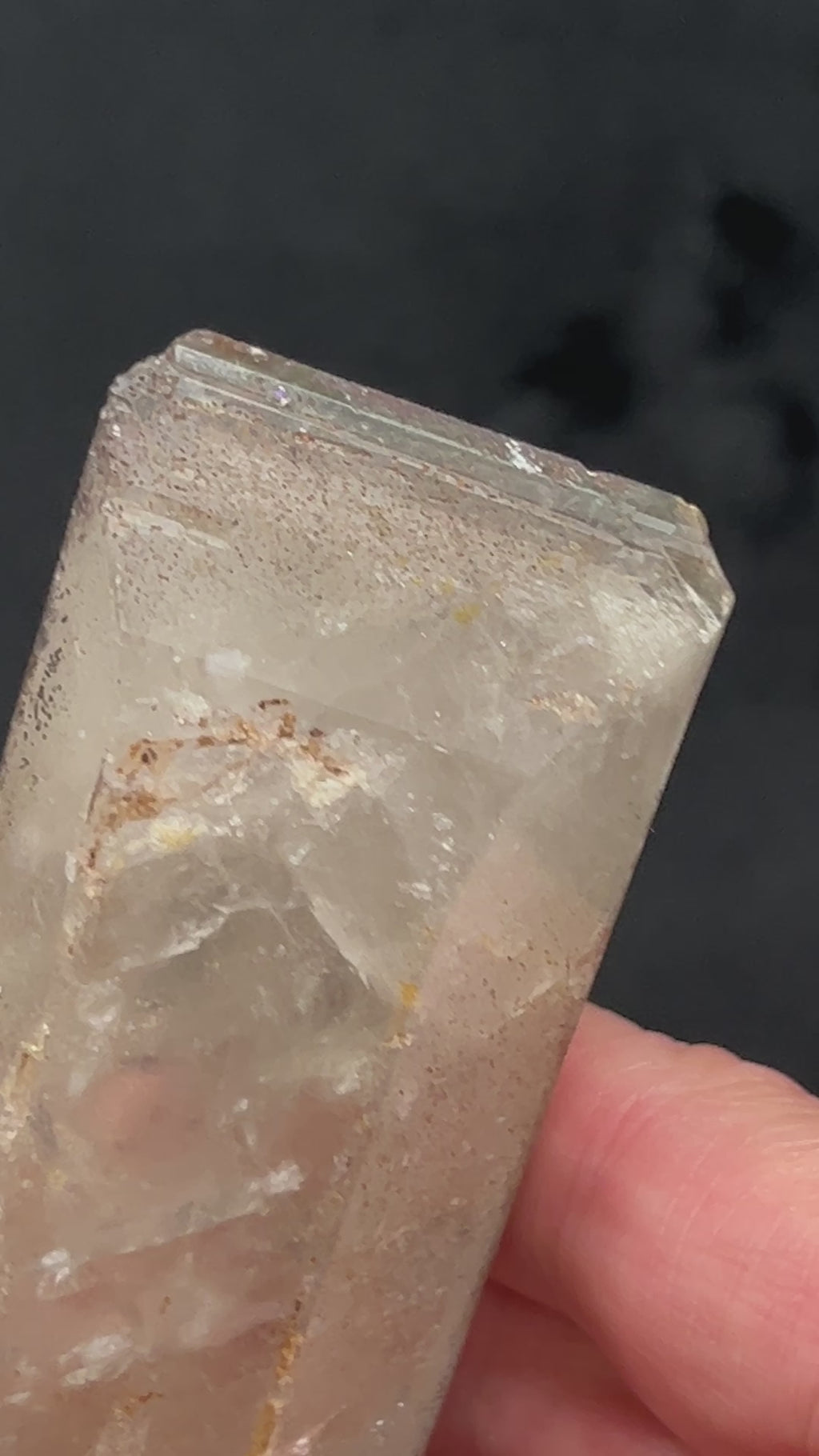 This is a very large, nearly 6 inches, double terminated, Barite crystal that presents with beveled edges and faces from Touissit-Bou Bekar, near Oujda, Jerada Province, Morocco. A rarity from this or any location.