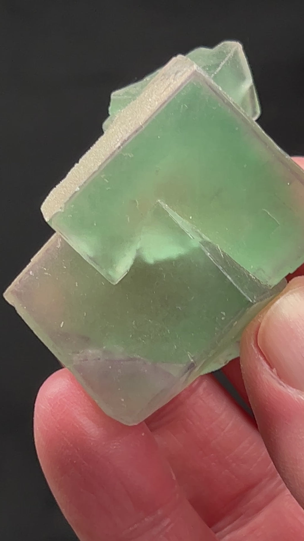 Definitely a less common species, this is an attractive, intergrown cubic Fluorite piece with cool zoning that presents UV reactive and lightly daylight reactive. From Omehane, Otjinamewa, Daures Constituency, Erongo Region, Namibia.