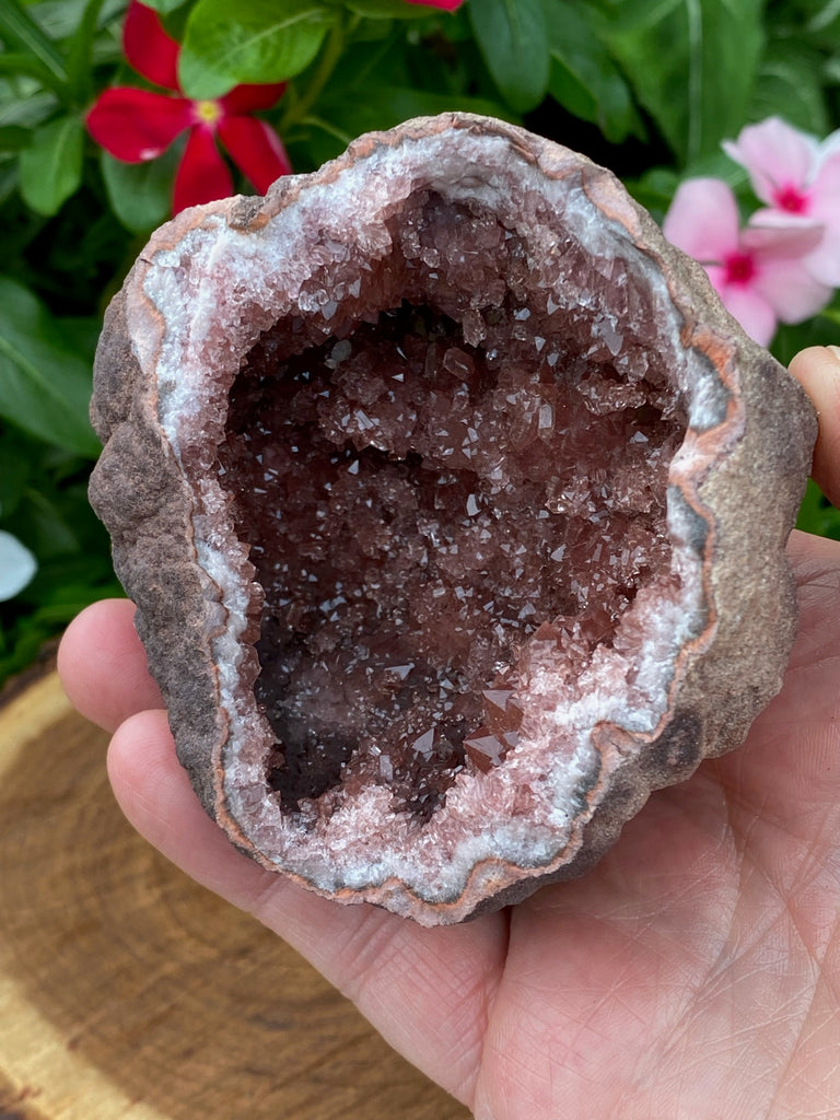 Pink Amethyst Crystals Geode Exceptional Super Sparkle 264 grams