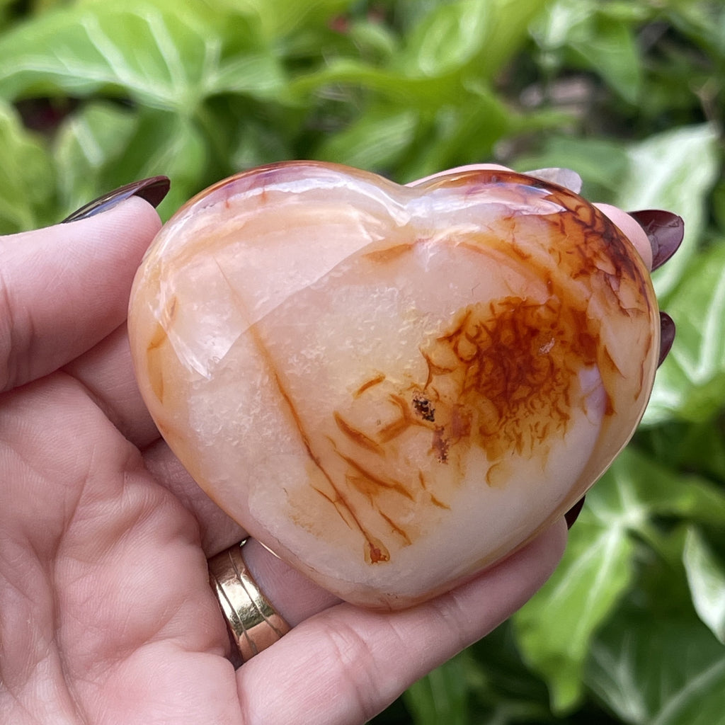 Carnelian polished large palm sized Crystal. Big puffy heart. 