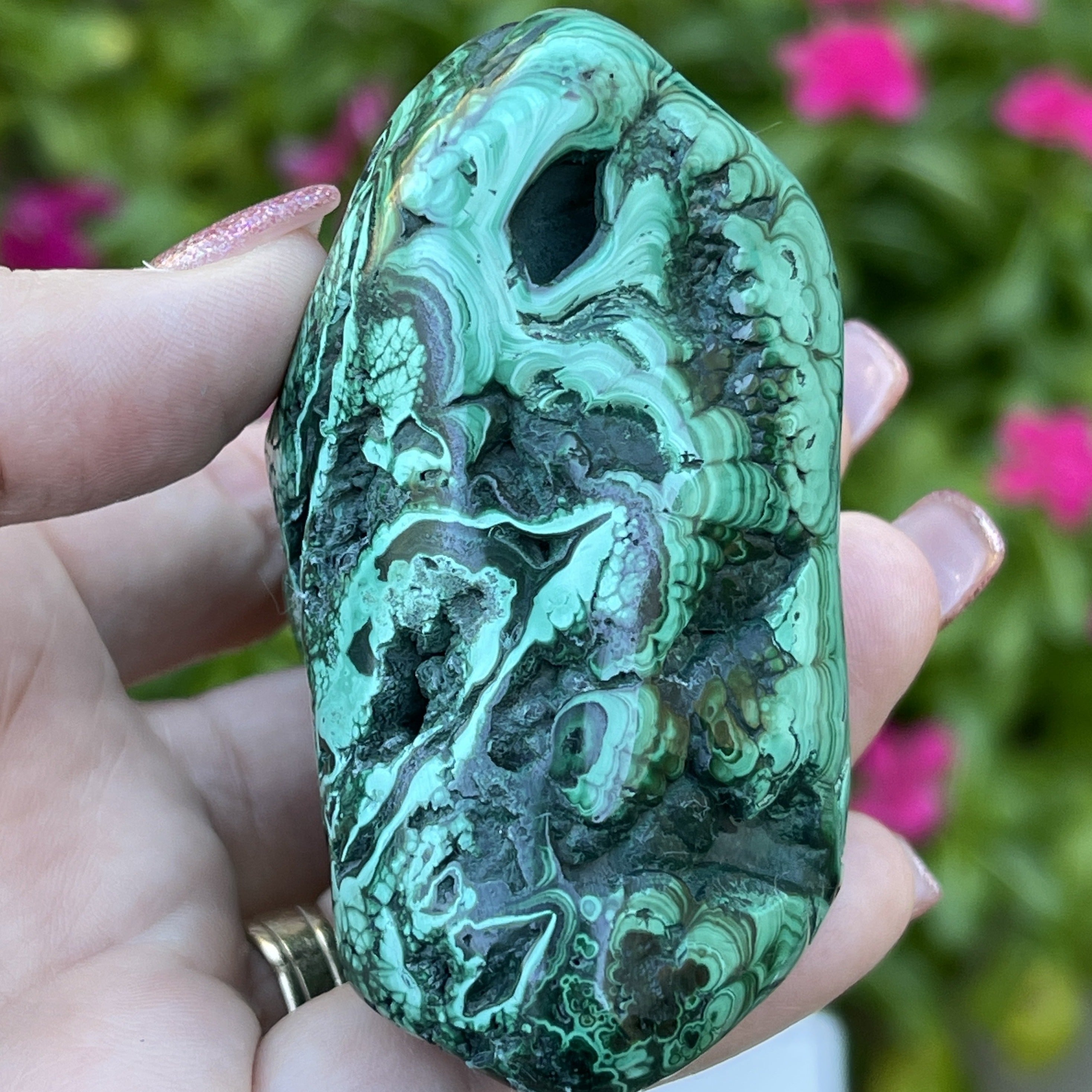 Malachite Exceptional Banding and Eyes Formation 247grams