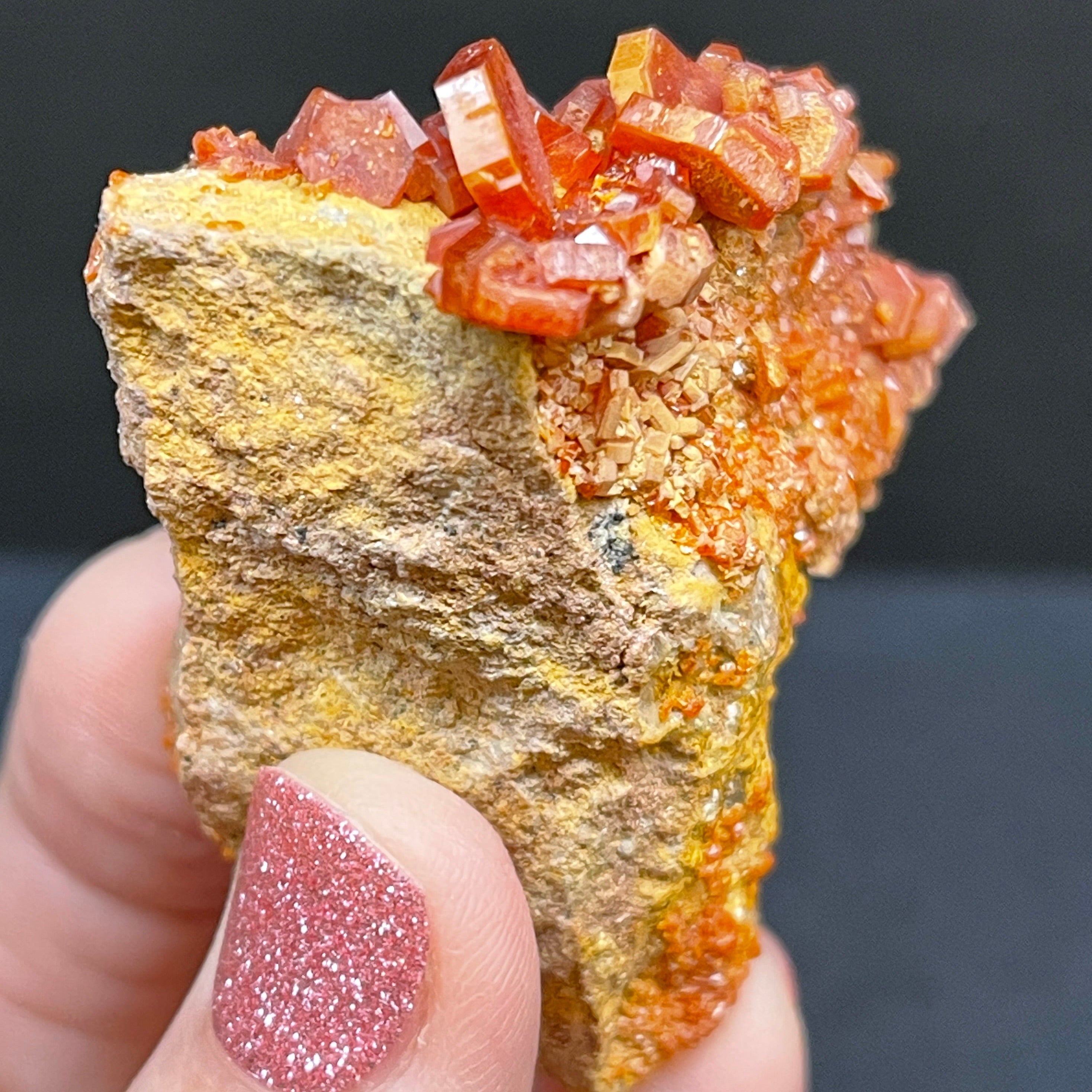 Vanadinite Hexagonal Prism Crystal Cluster 60 grams