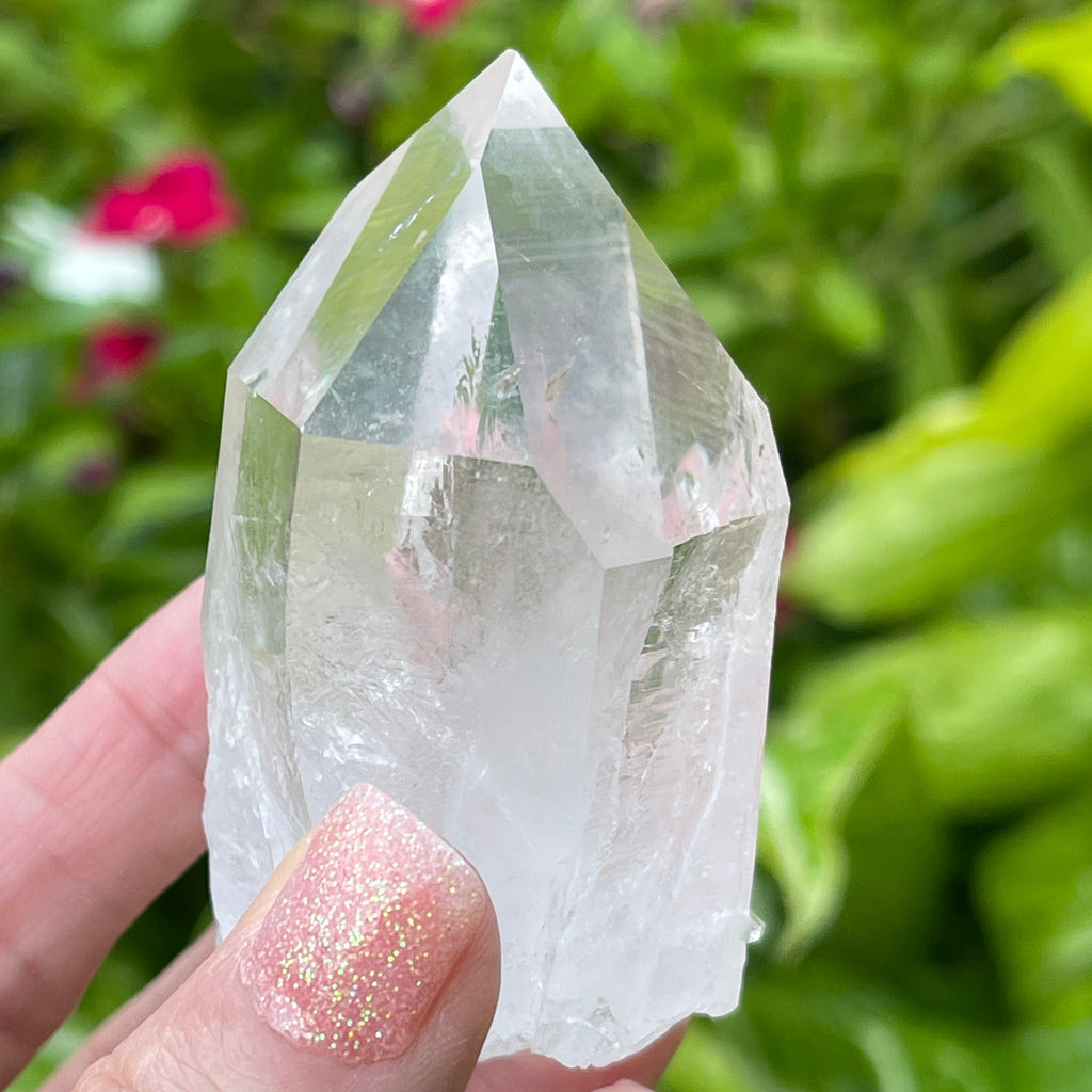 Clear Quartz point from Ron Coleman Mine in Arkansas.