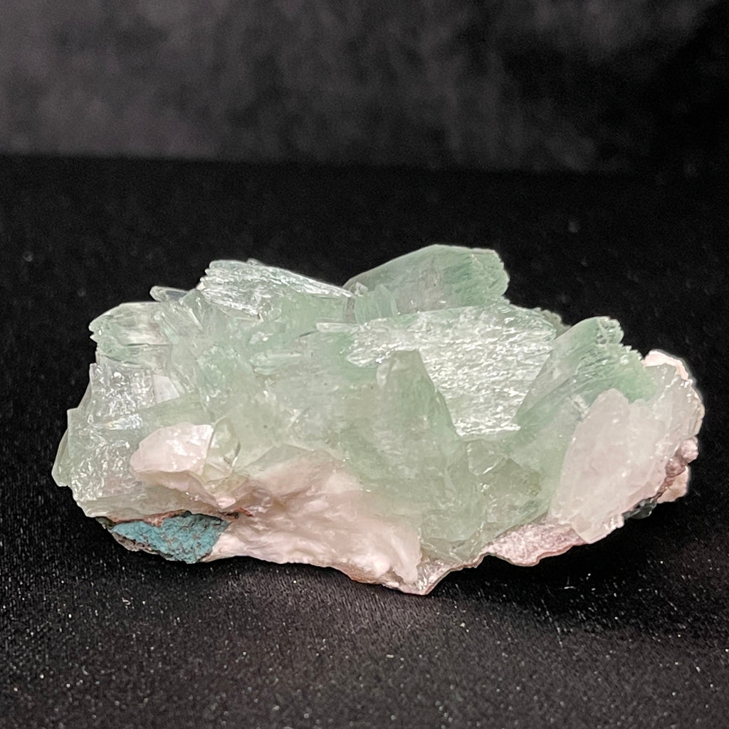Fluorapophyllite Crystals, green, gemmy mineral.