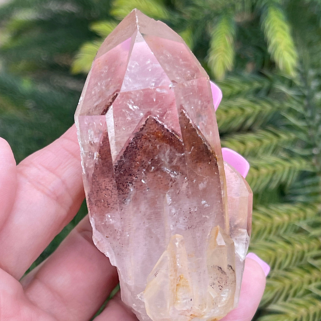 Quartz Crystal with Red Phantom Hematite 100grams | Sunset Quartz