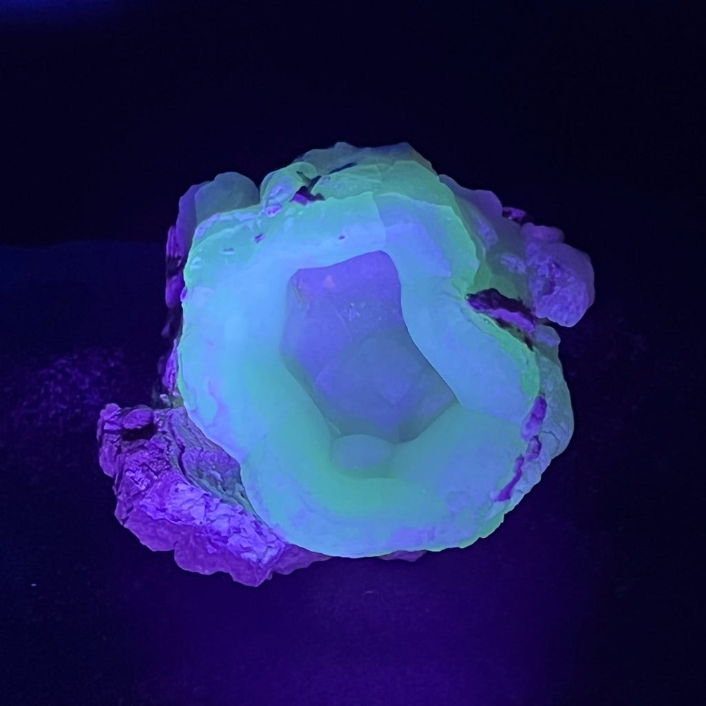 UV reactive, this unique Chalcedony Cup fluoresces bright green, yellow-green. 