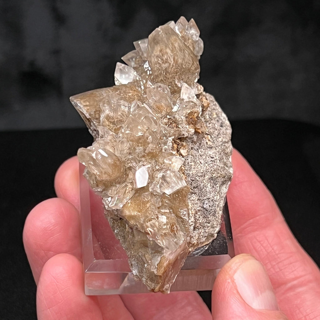 This is truly a fascinating and curious specimen of highly lustrous, transparent Calcite crystals from a U.S. location; Medford Quarry, Maryland.