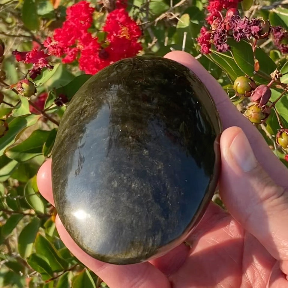 Gold Sheen Obsidian PalmStone 270g | Grounding Crystal