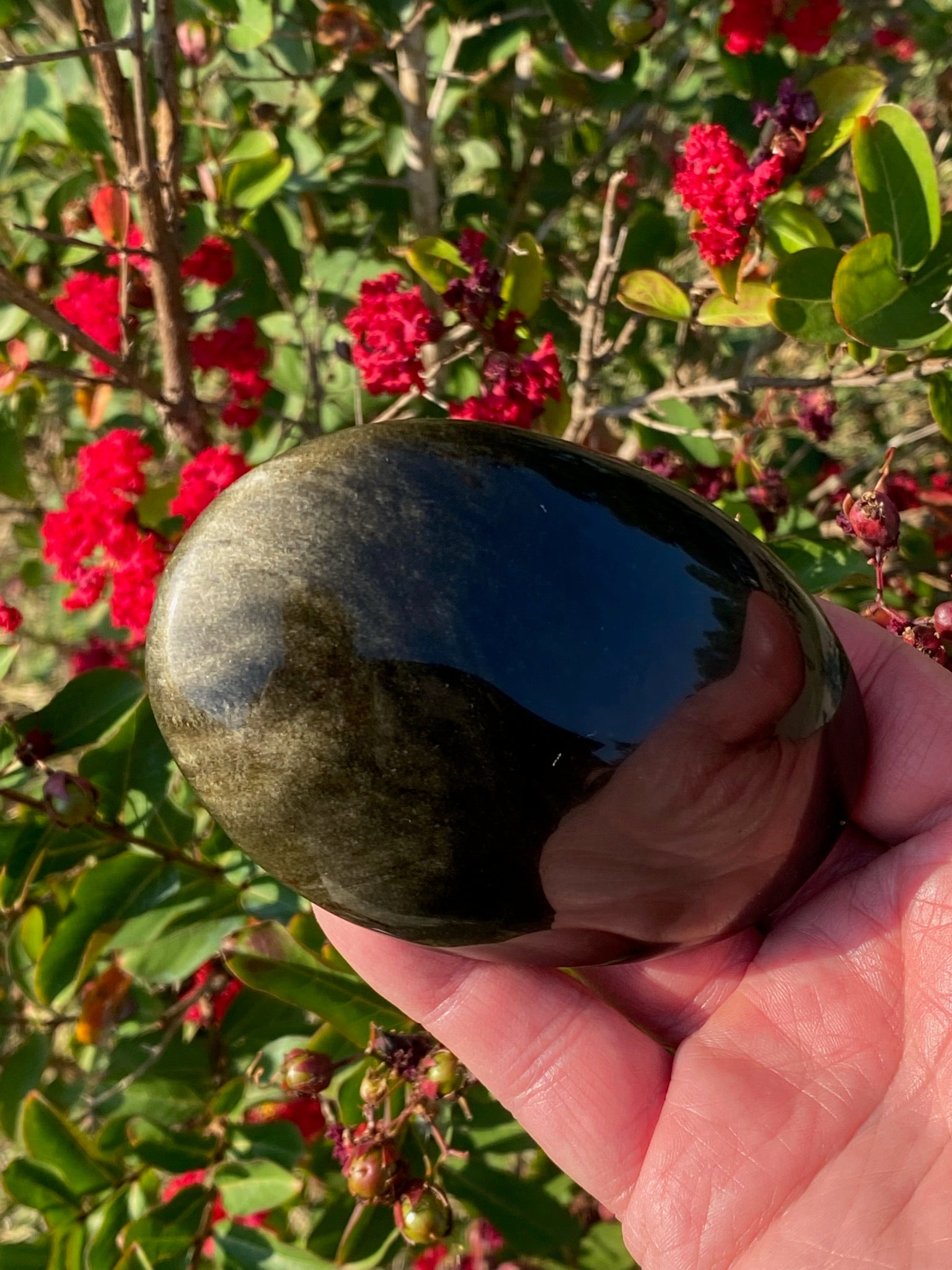 Gold Sheen Obsidian PalmStone 270g | Grounding Crystal