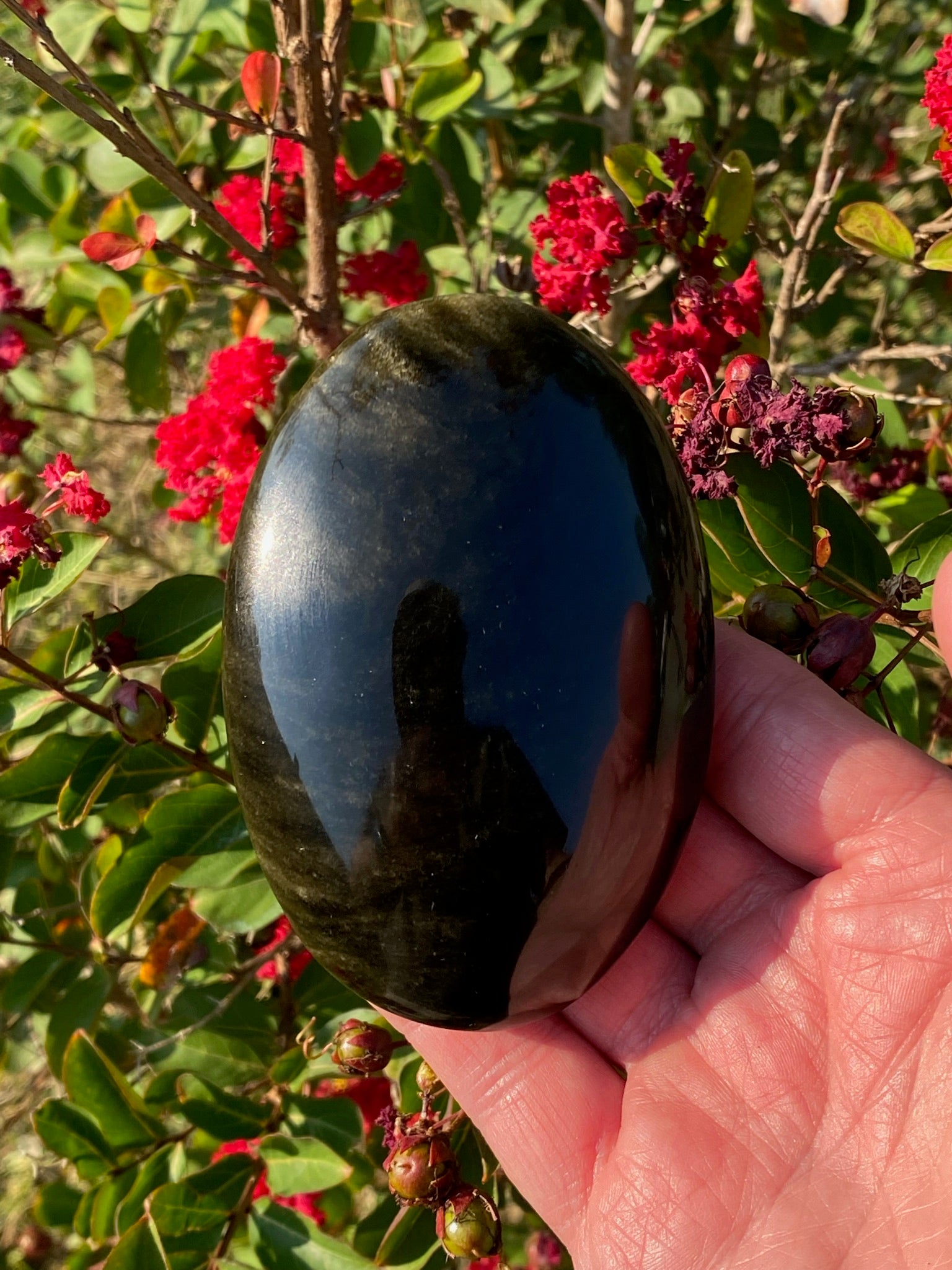Gold Sheen Obsidian PalmStone 270g | Grounding Crystal