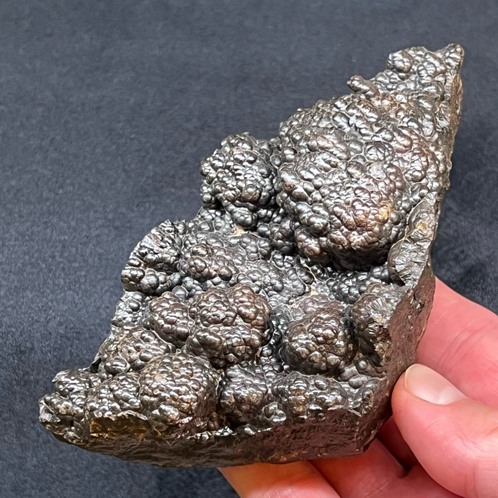 A definitely eye-catching, mammillary structure exhibits from this quality Hematite specimen.