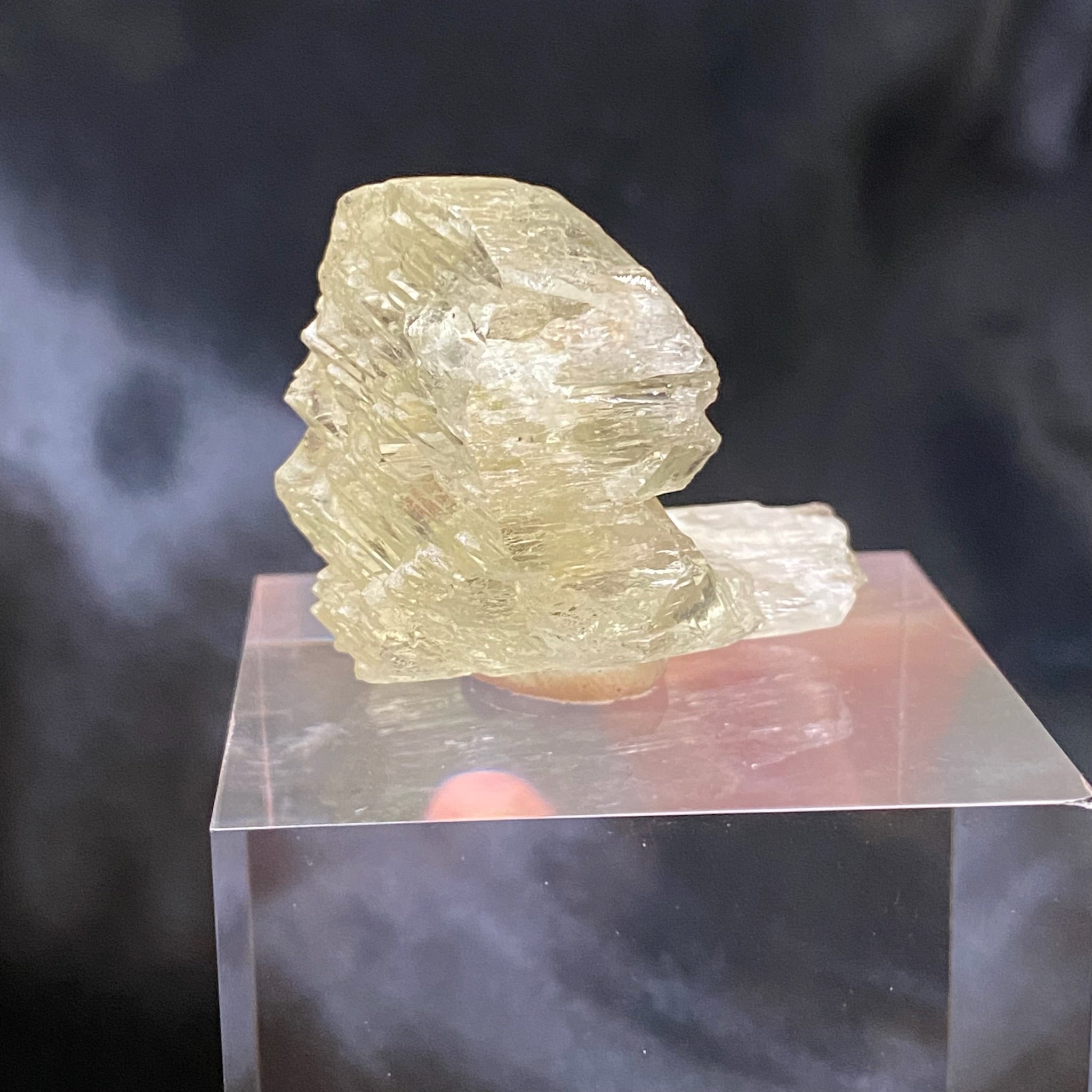 This Spodumene var. Kunzite / Hiddenite crystal specimen is terminated, in some places presents with double termination and is self healed.  
