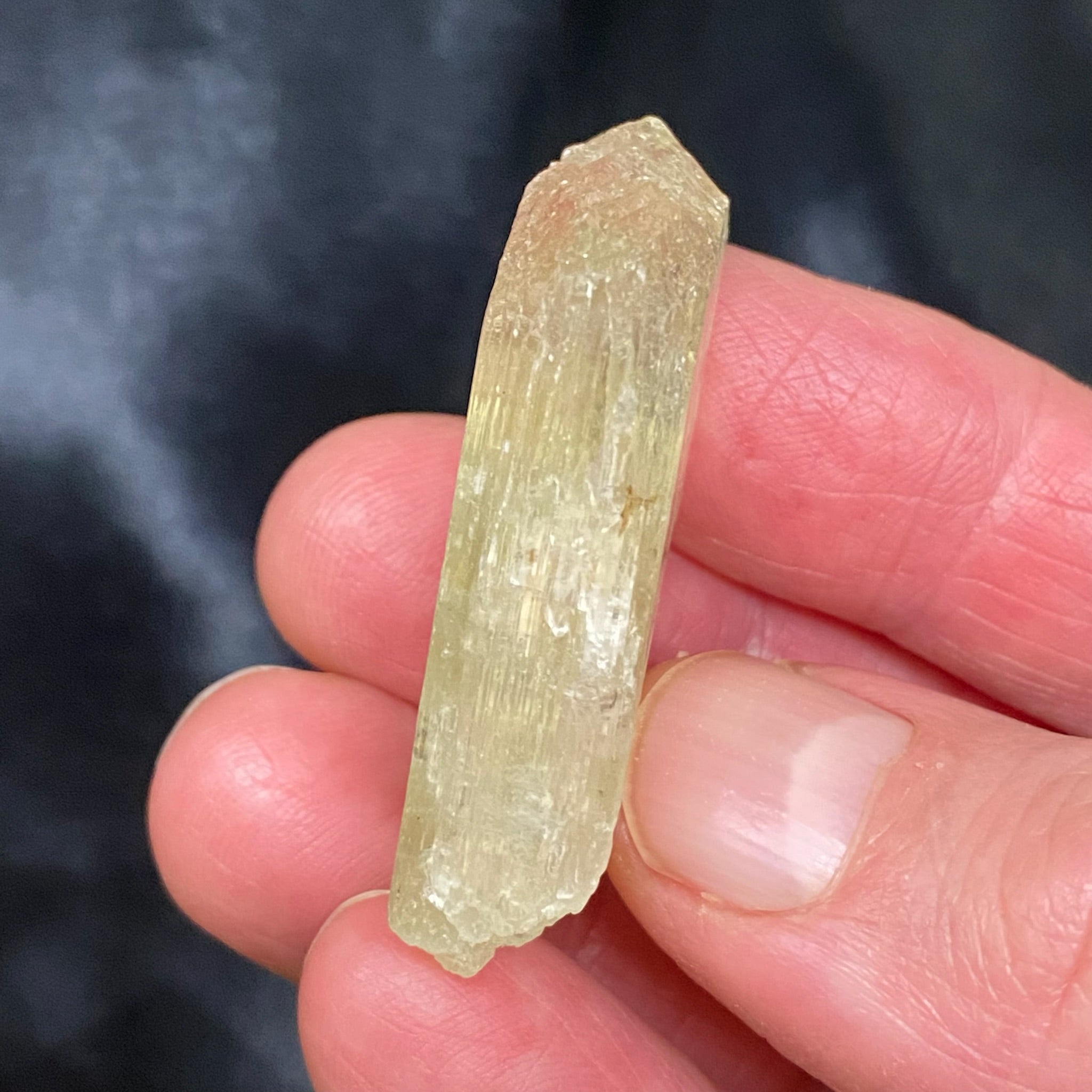 Green Spodumene var. Kunzite Hiddenite Etched Terminated Crystal 24g