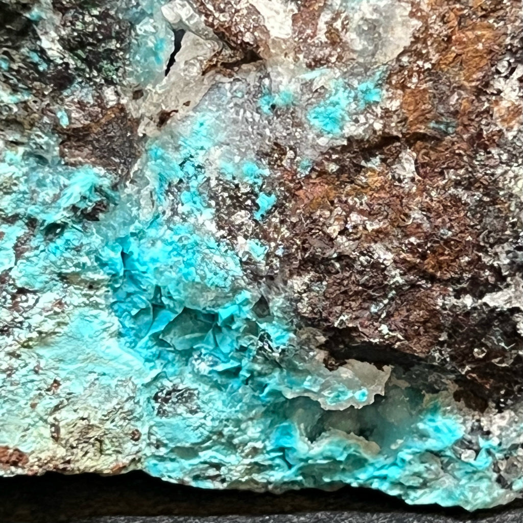 Chrysocolla is often found with or near Malachite and Azurite.  The name for Chrysocolla is derived from the Greek words chrysos and kolla, meaning "gold" and "glue". Ancients used Chrysocolla as an agent to assist in successful soldering with gold. 