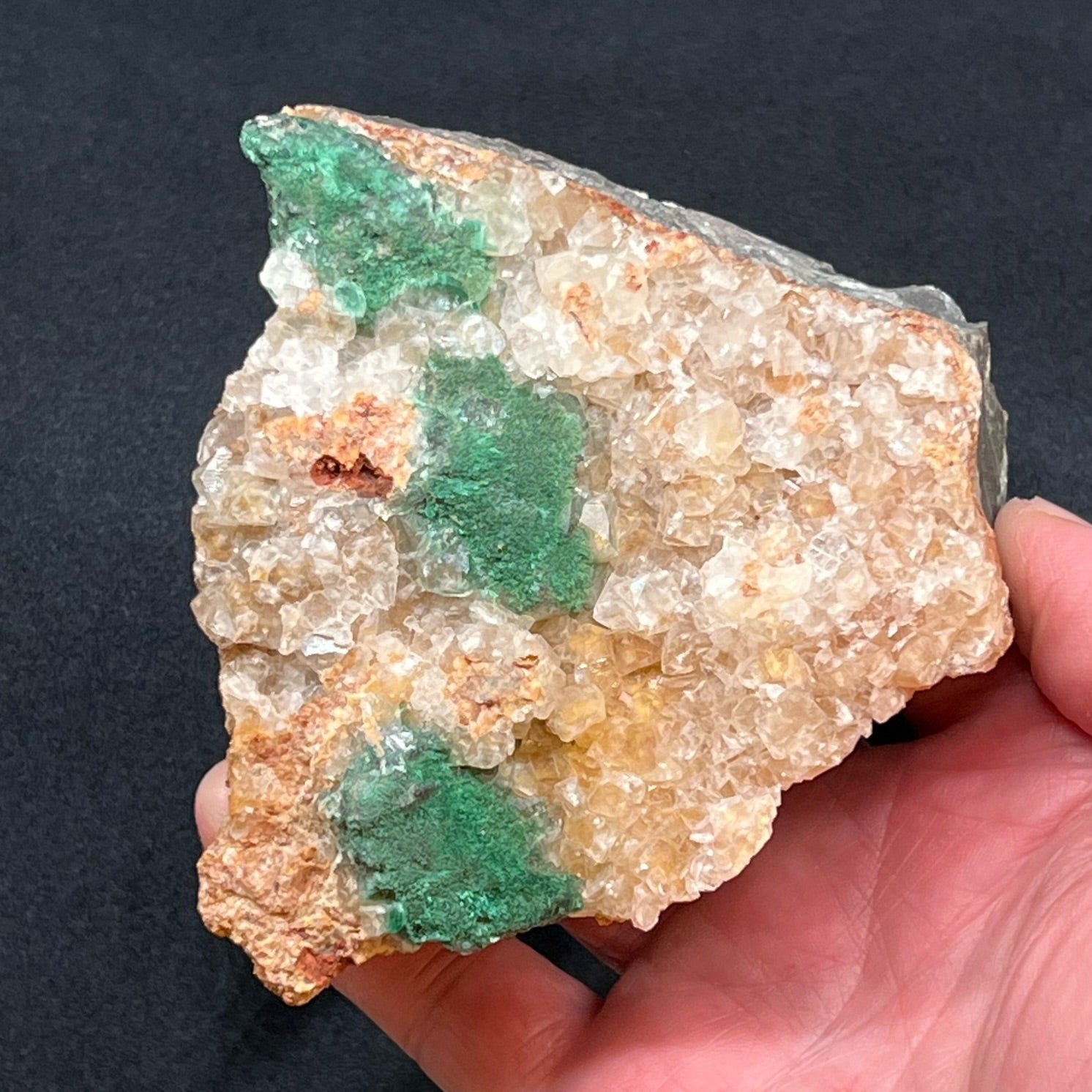 Malachite Included Quartz Fibrous Cerussite Morocco 546 grams