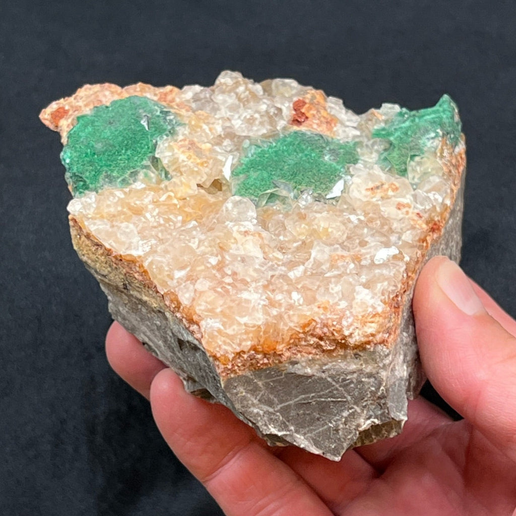 The source for this fascinating Malachite, Quartz and Cerussite specimen is the Tinghir Province, Draa-Tafilalet, Morocco.
