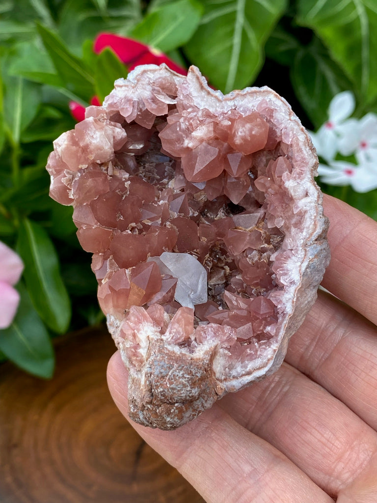 Pink Amethyst Crystal Geode with Calcite Crystals 111grams