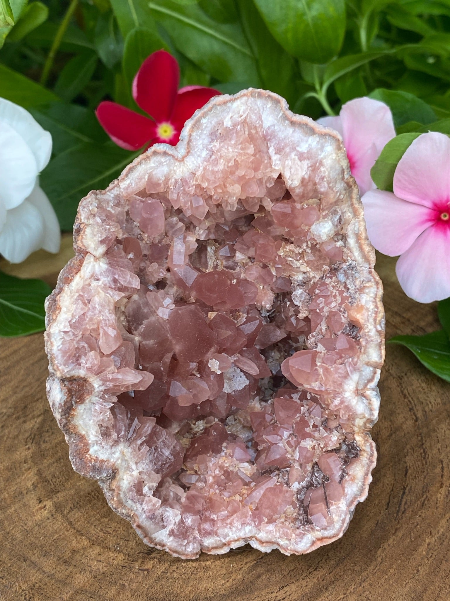 Deep Pink Amethyst Crystals Geode 141 grams