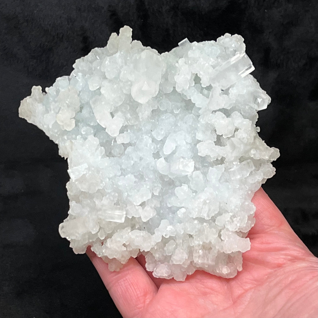 This exceptional Prehnite pseudomorph after Laumontite with Apophyllite is a very aesthetic specimen for your collection.