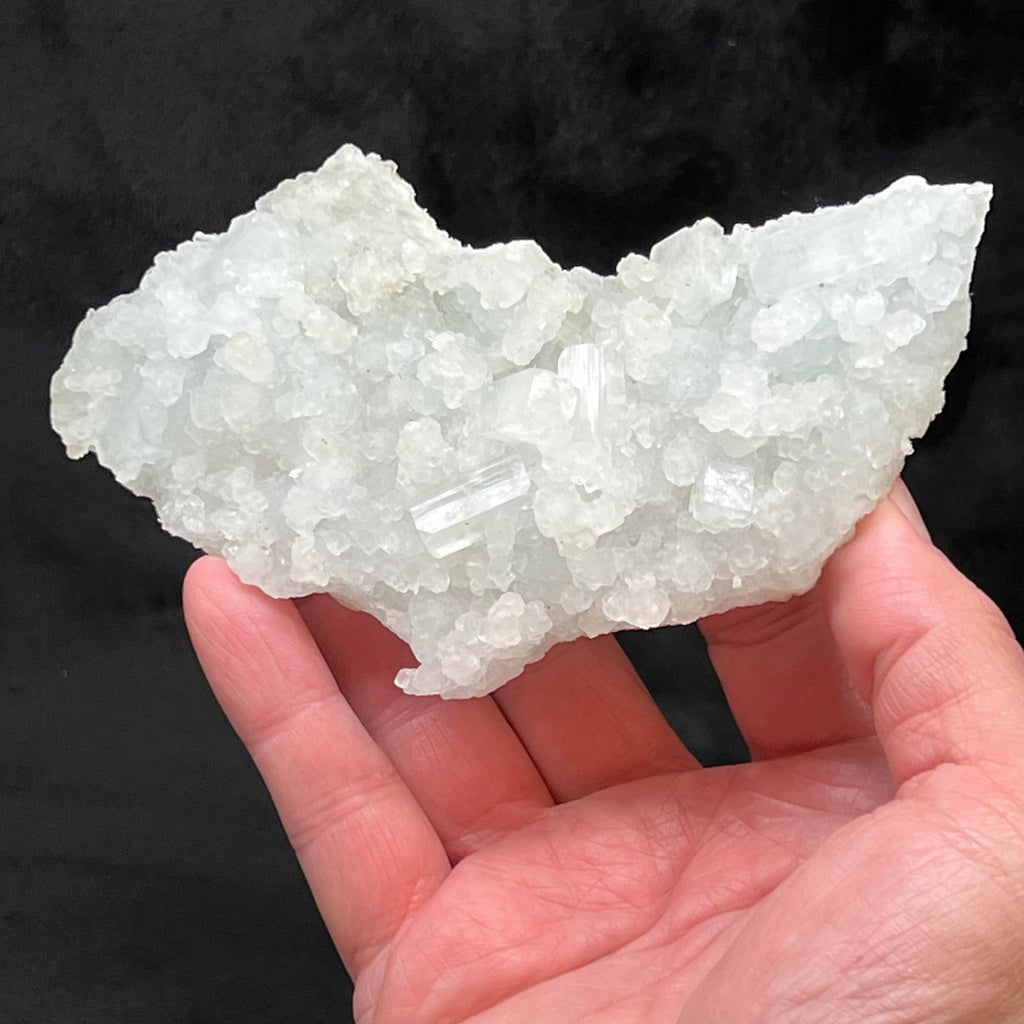 This large Prehnite pseudomorph after Laumontite specimen is a fine example of crystallized Prehnite that replaced prismatic crystals that were once Laumontite.