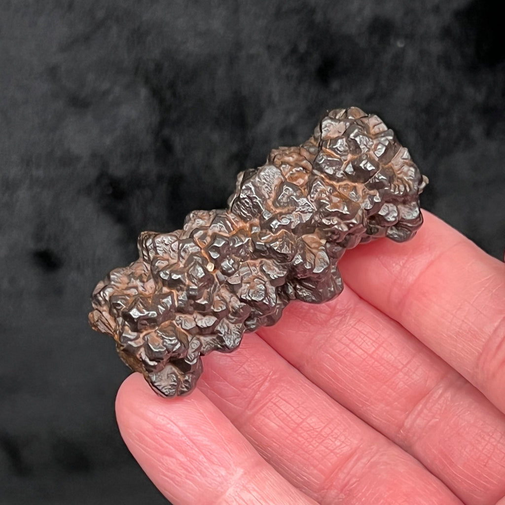 This is an excellent, elongated, Hematite, Goethite Pseudomorph after Marcasite / Pyrite also known as a Prophecy Stone. 