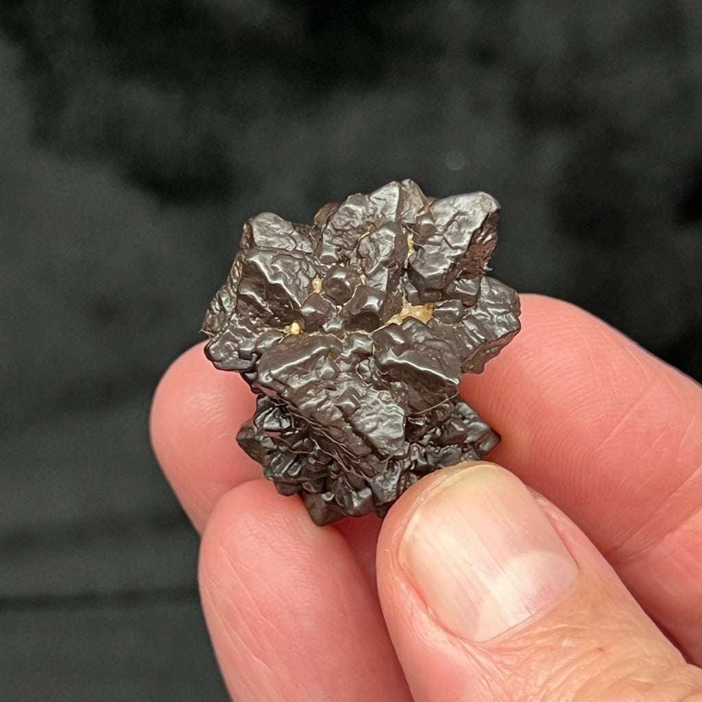 This is a superb pseudomorph, a mineral having the characteristic outward form of another species, Hematite, Goethite After Marcasite. It’s origin or original crystal formation or structure stays or maintains from the Marcasite, Pyrite - but has morphed and the molecules transformed completely into something else!