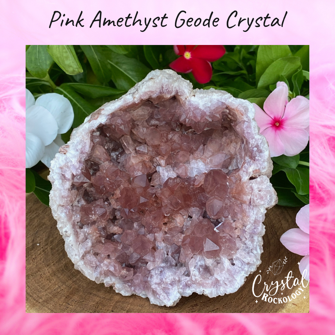 Raw 2024 Pink Amethyst Crystal Geode