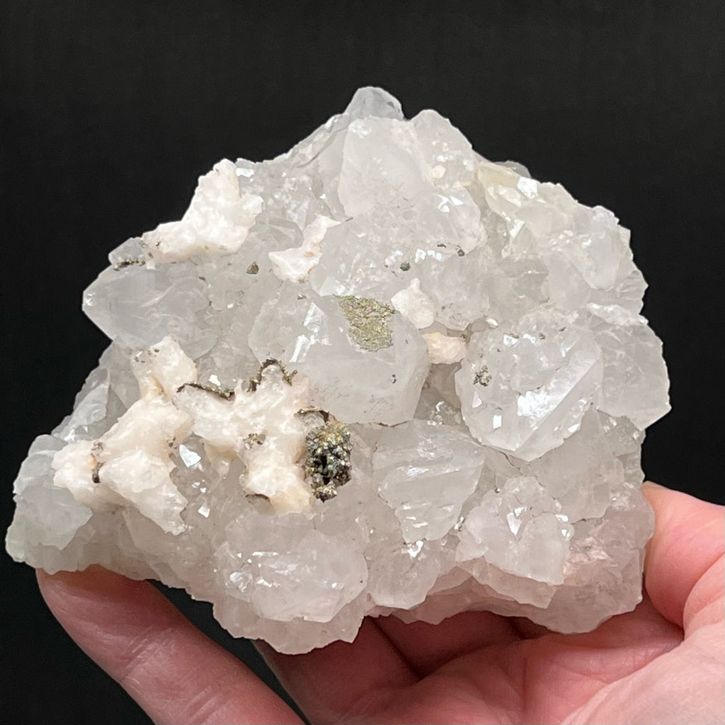 Lustrous Quartz Crystals Cluster Frosting Calcite Pyrite Fluorite 4" 485g