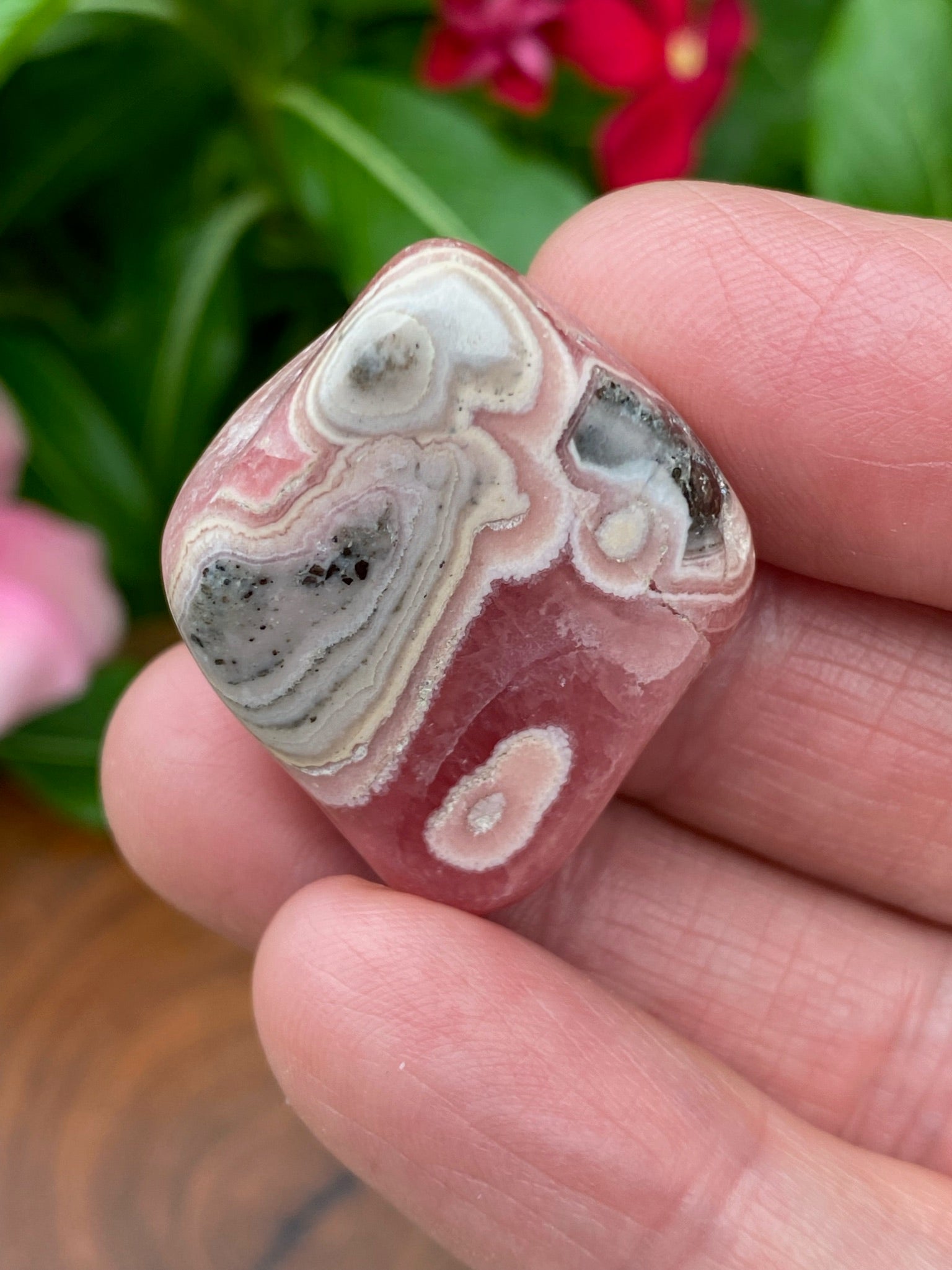 Rhodochrosite Diamond Freeform Awesome Patterns Pink Hues 26g
