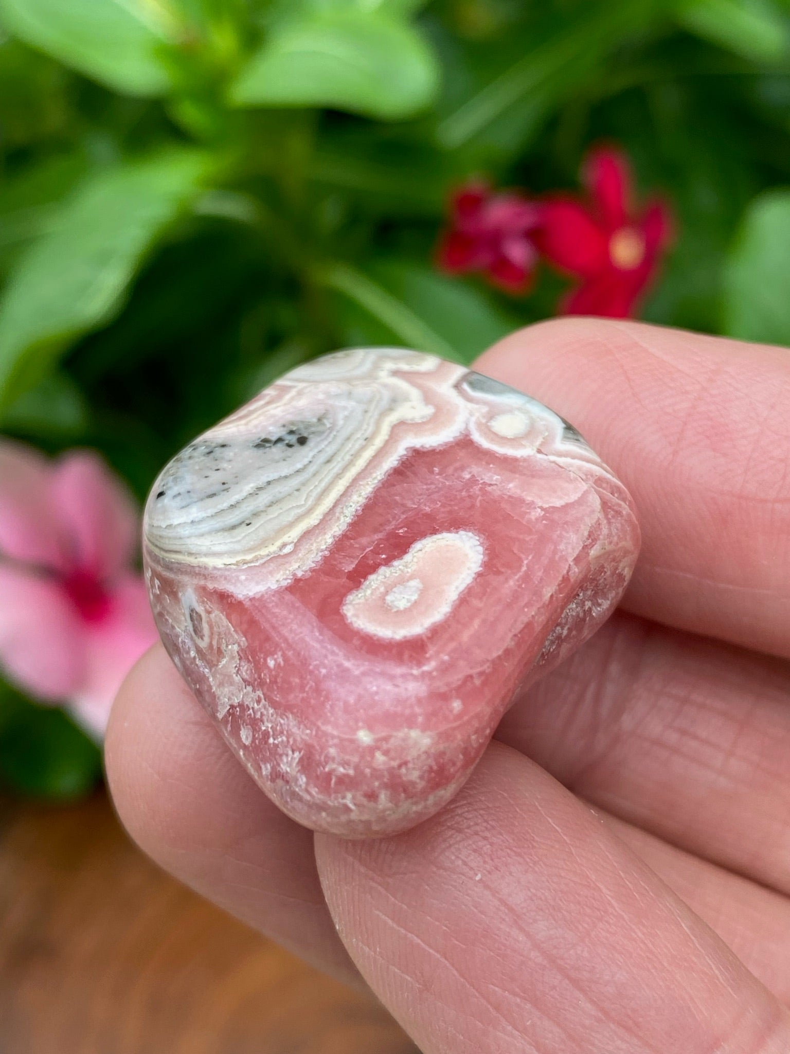 Rhodochrosite Diamond Freeform Awesome Patterns Pink Hues 26g