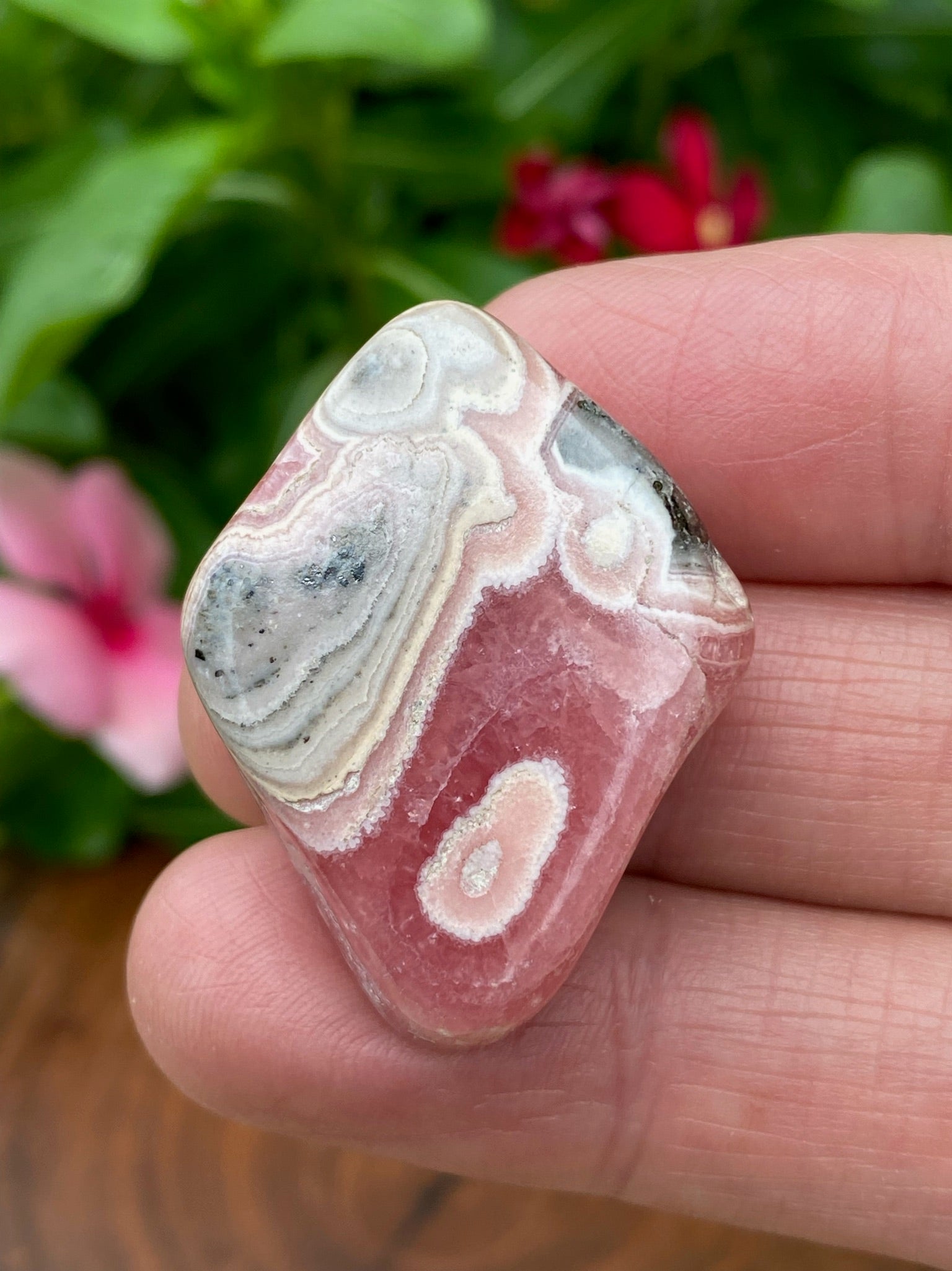 Rhodochrosite Diamond Freeform Awesome Patterns Pink Hues 26g