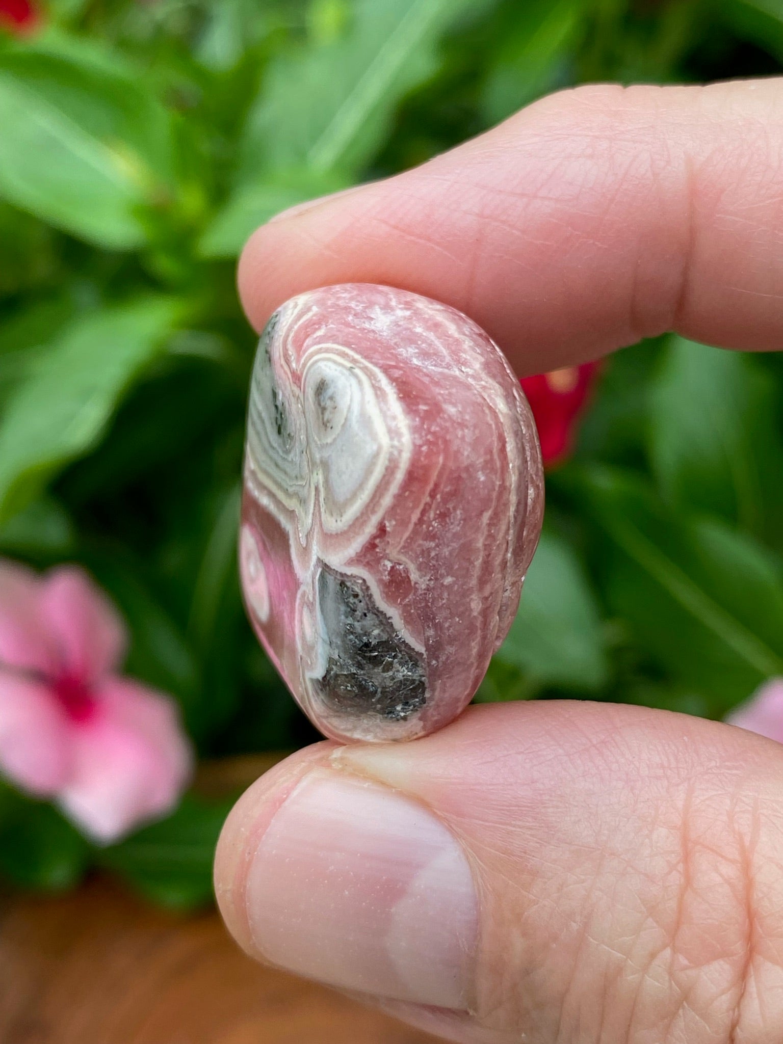 Rhodochrosite Diamond Freeform Awesome Patterns Pink Hues 26g