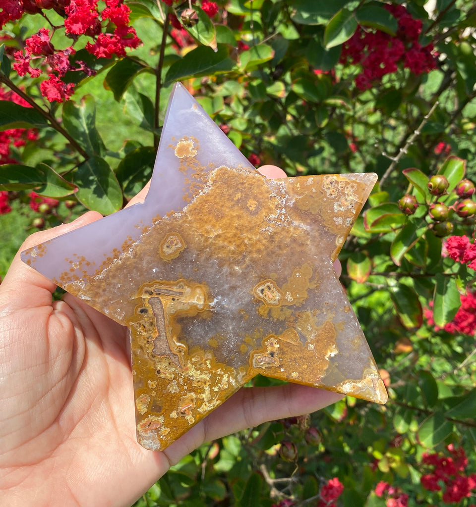 Brazilian Agate Star Crystal Natural, Polished Druzy Crystals