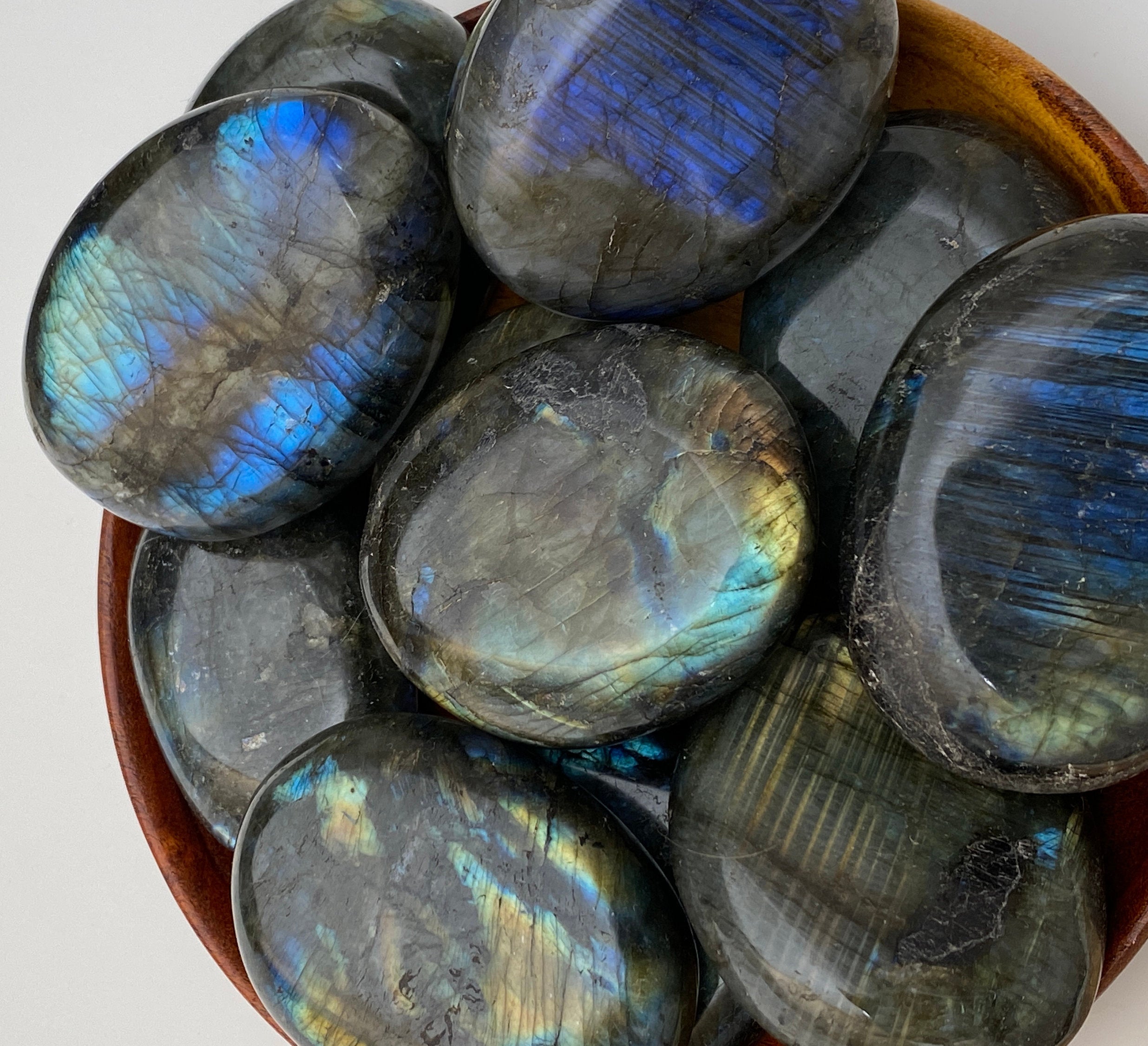 Labradorite Medium Flashy Palm Stone, "A Grade" Healing Crystal