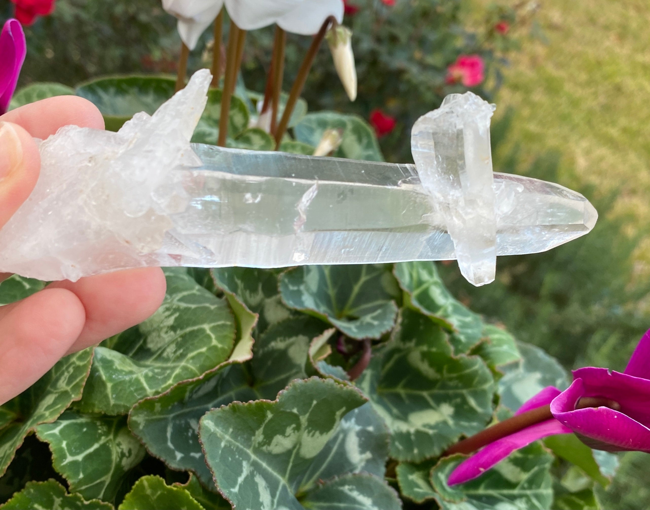 Tibetan Himalayan Quartz Crystal Large 5" Wand with Second Crystal - Healing Crystals