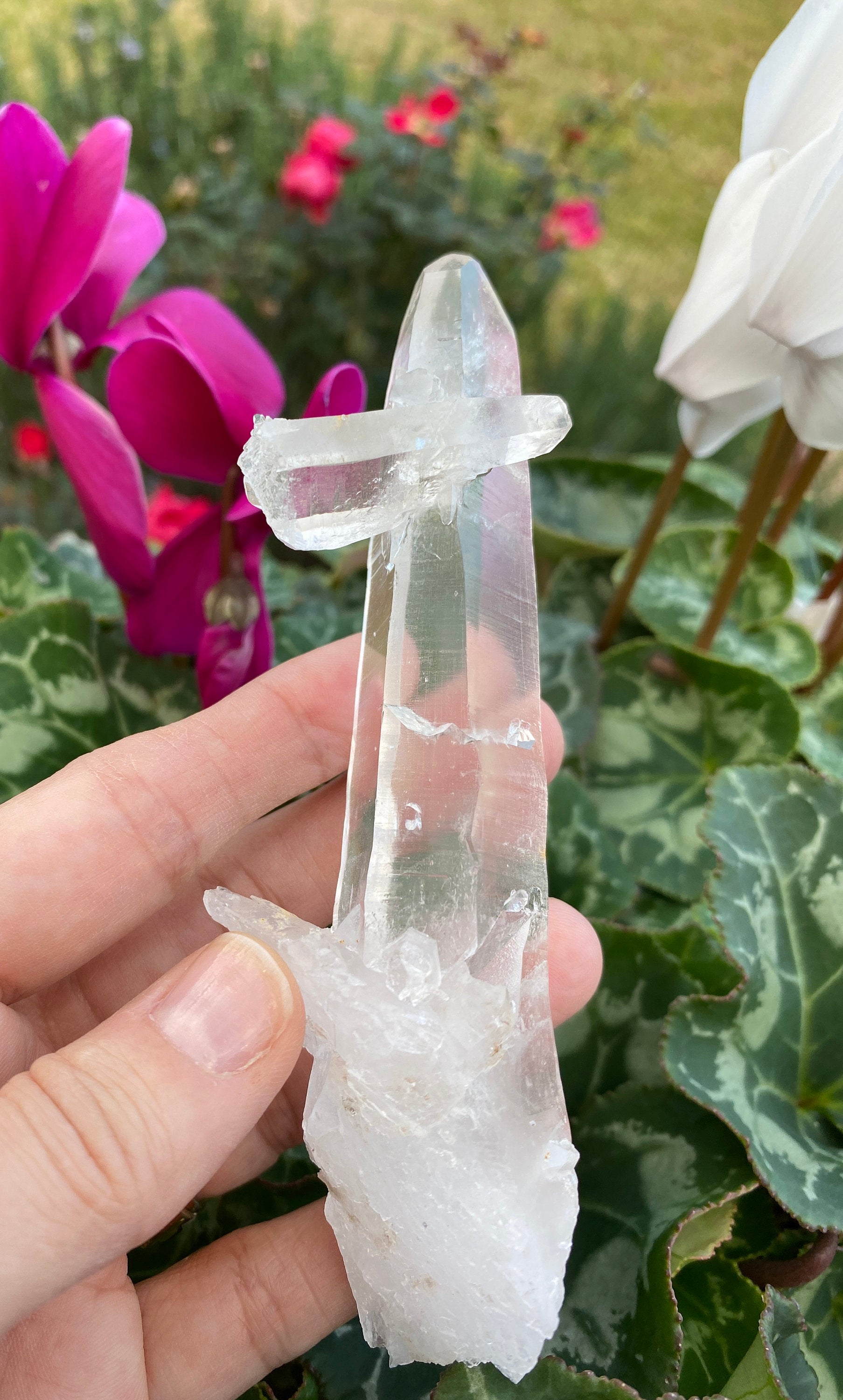 Tibetan Himalayan Quartz Crystal Large 5" Wand with Second Crystal - Healing Crystals