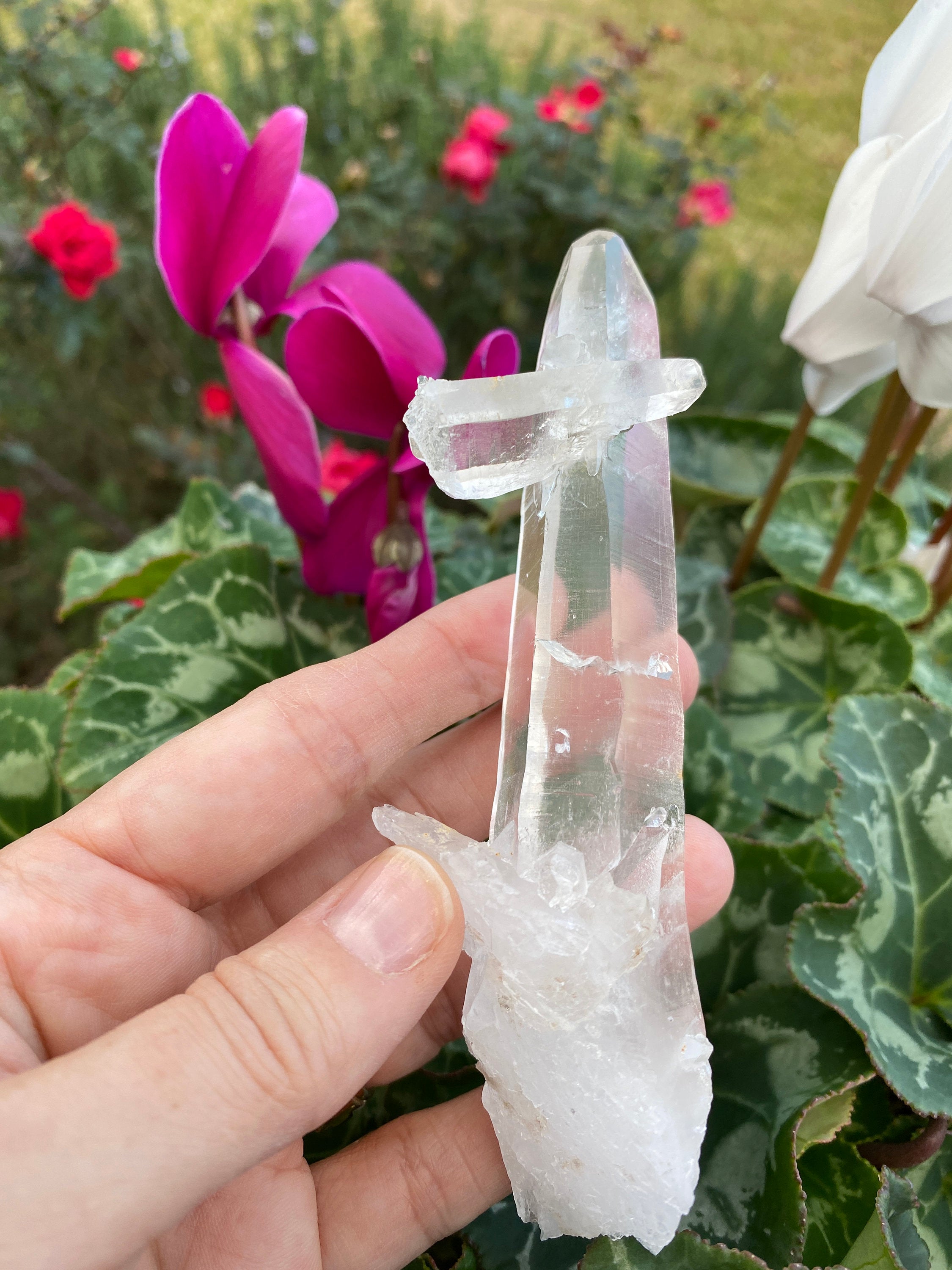 Tibetan Himalayan Quartz Crystal Large 5" Wand with Second Crystal - Healing Crystals