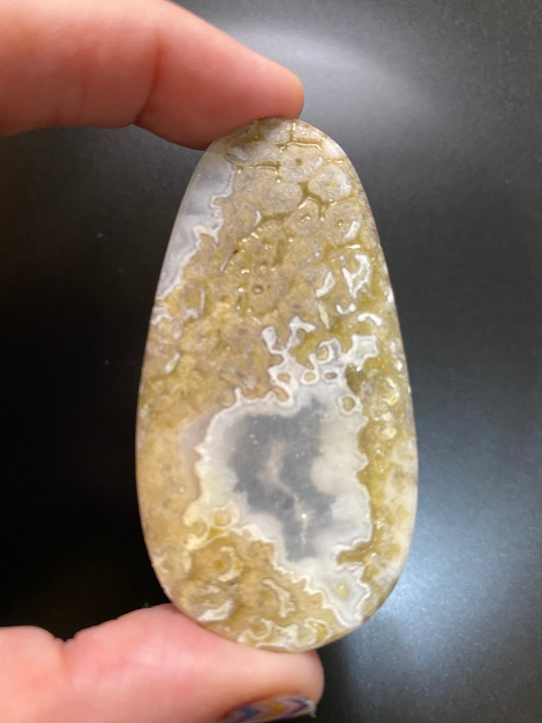 Tube Agate Cabochon with Crystals