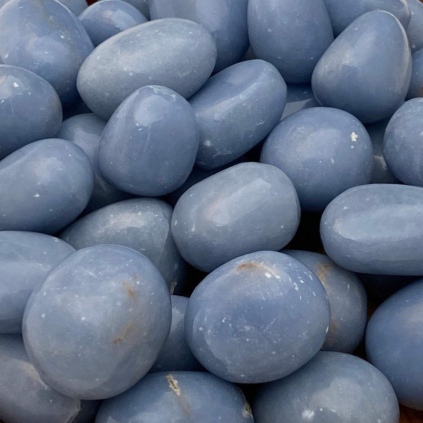 Angelite is a high vibration stone sourced from Peru.