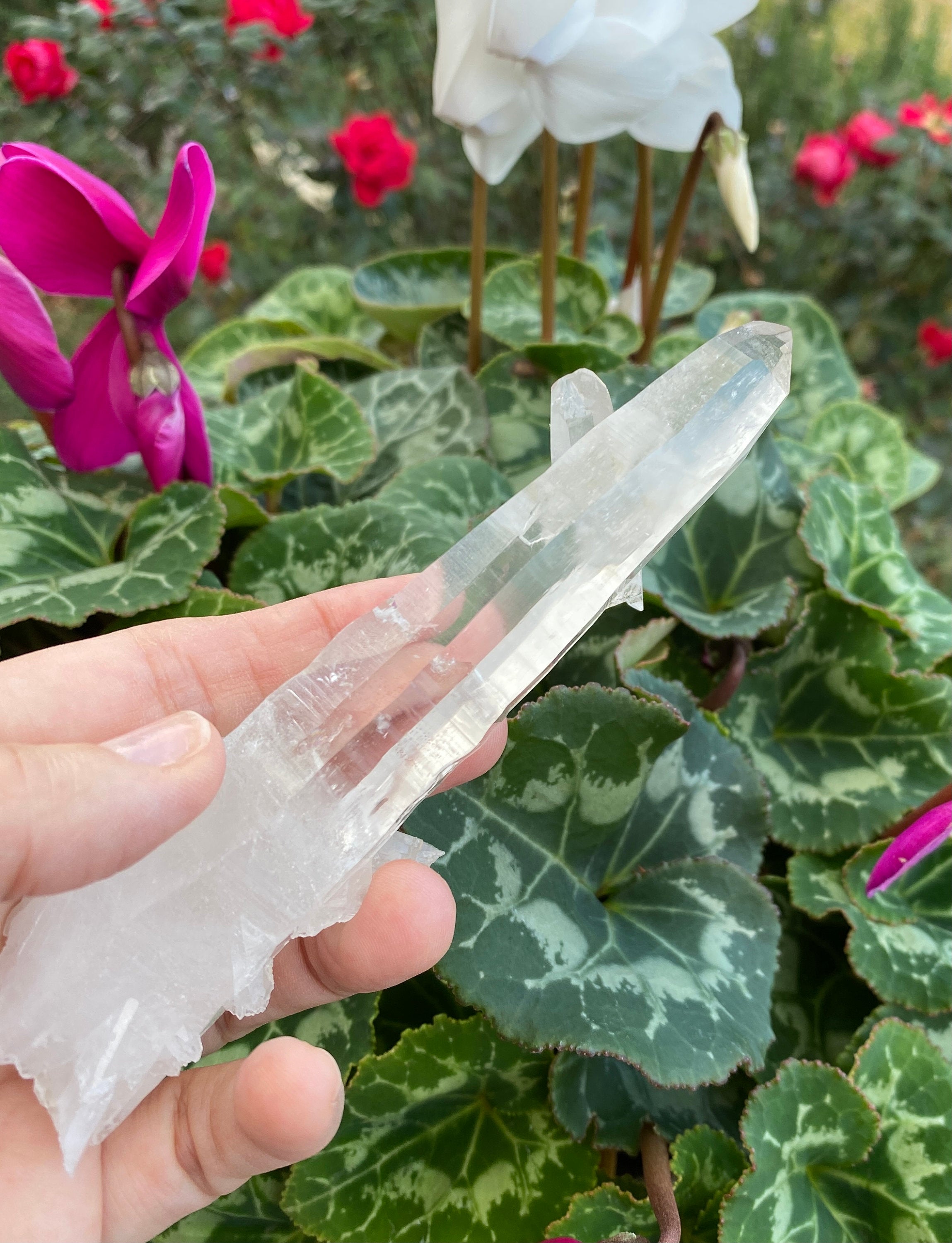 Tibetan Himalayan Quartz Crystal Large 5" Wand with Second Crystal - Healing Crystals