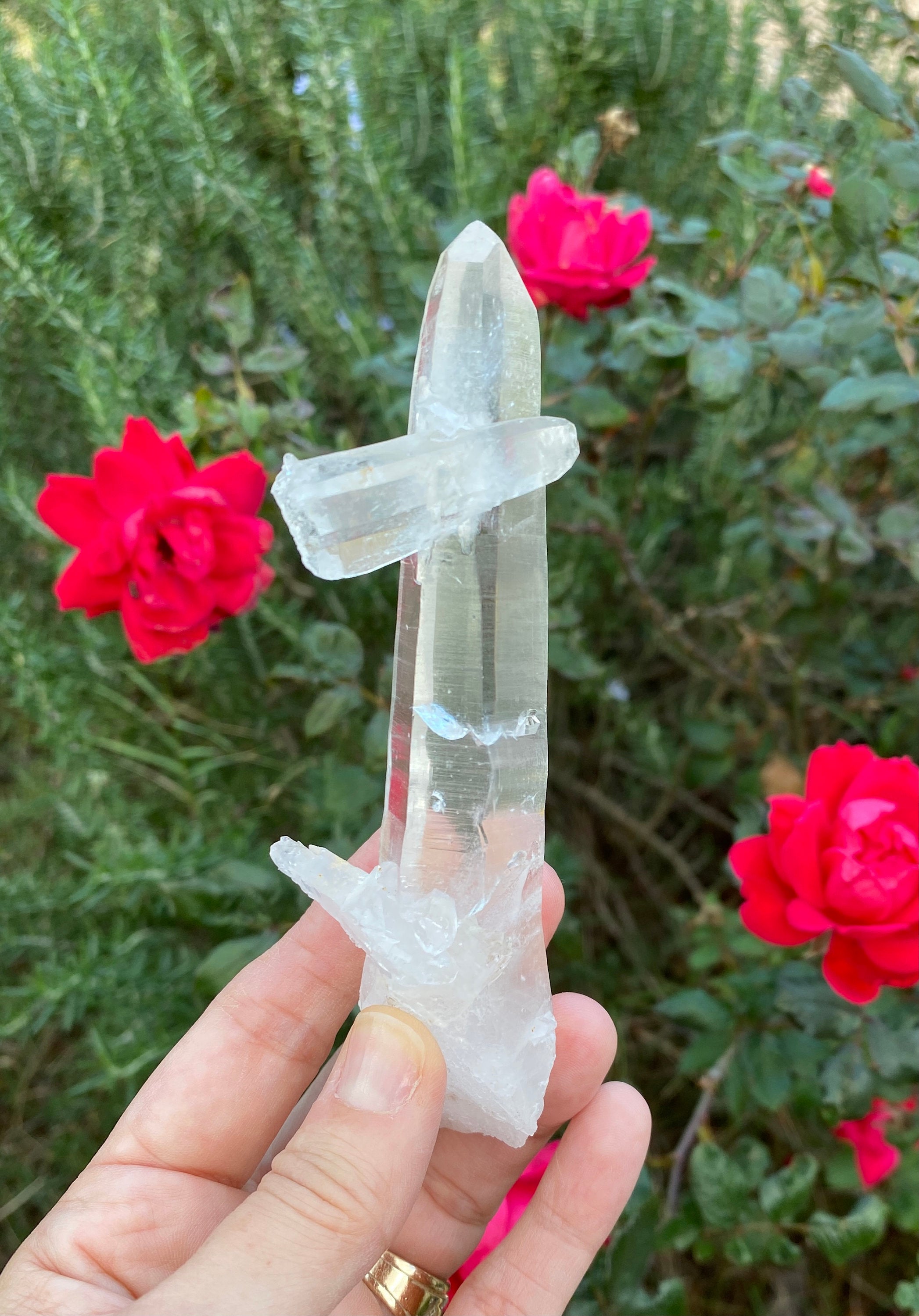 Tibetan Himalayan Quartz Crystal Large 5" Wand with Second Crystal - Healing Crystals