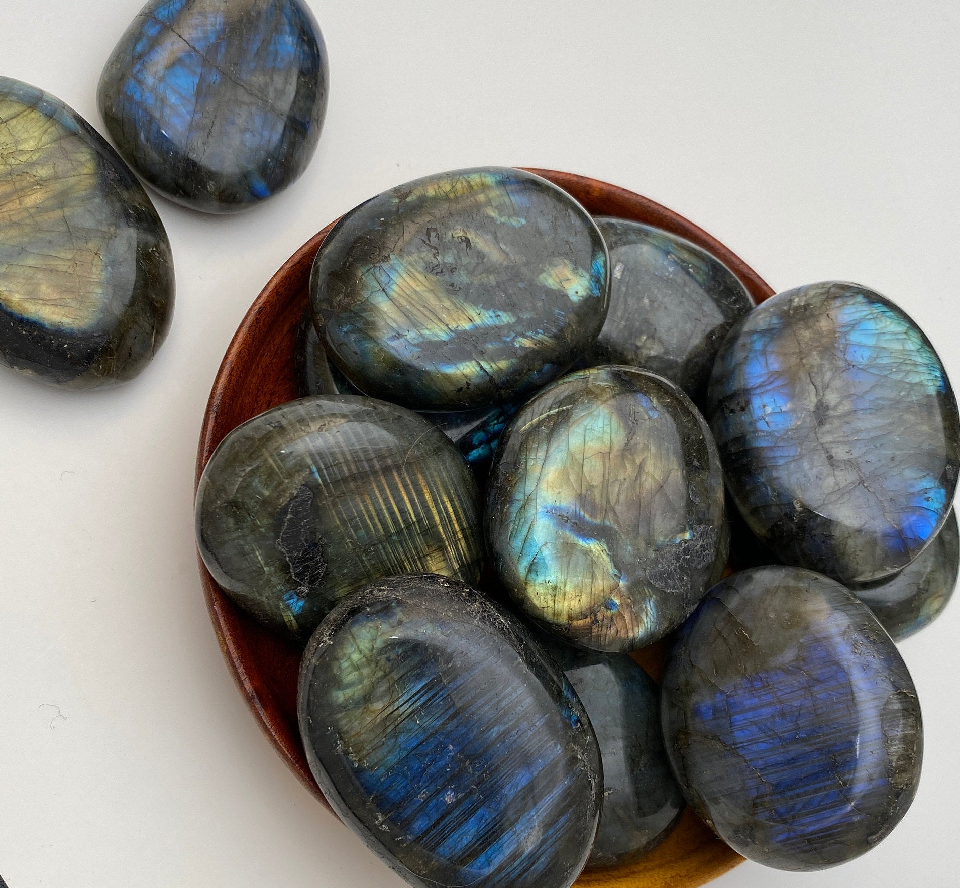 Labradorite Medium Flashy Palm Stone, "A Grade" Healing Crystal
