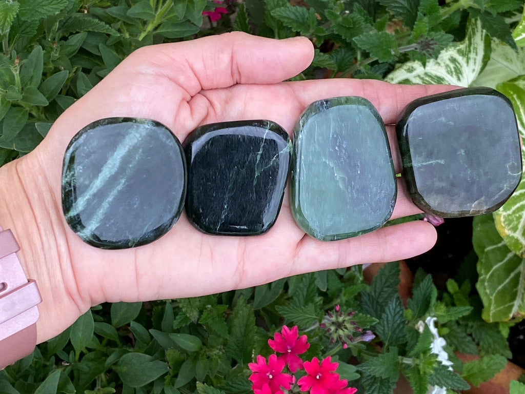 1 Nephrite Jade Dark Green Freeform 1.5" Polished Palm Stone | Intuitively Selected