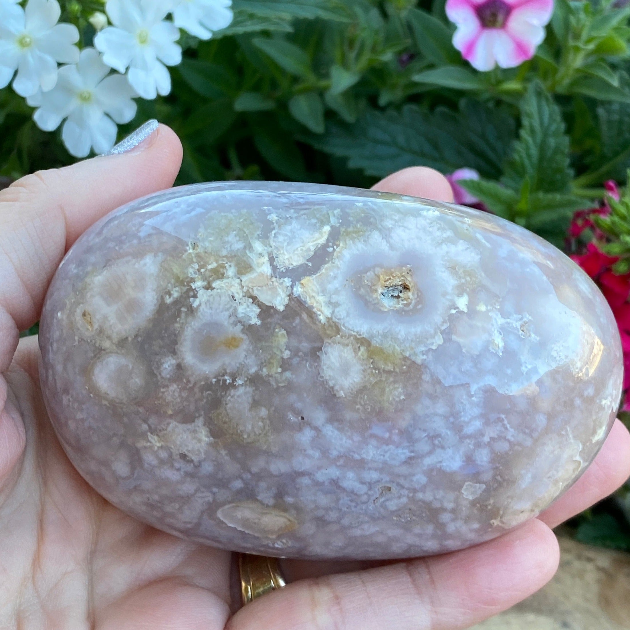 Flower Agate Larger Gallet Palmstone | 340grams Crystals for Healing