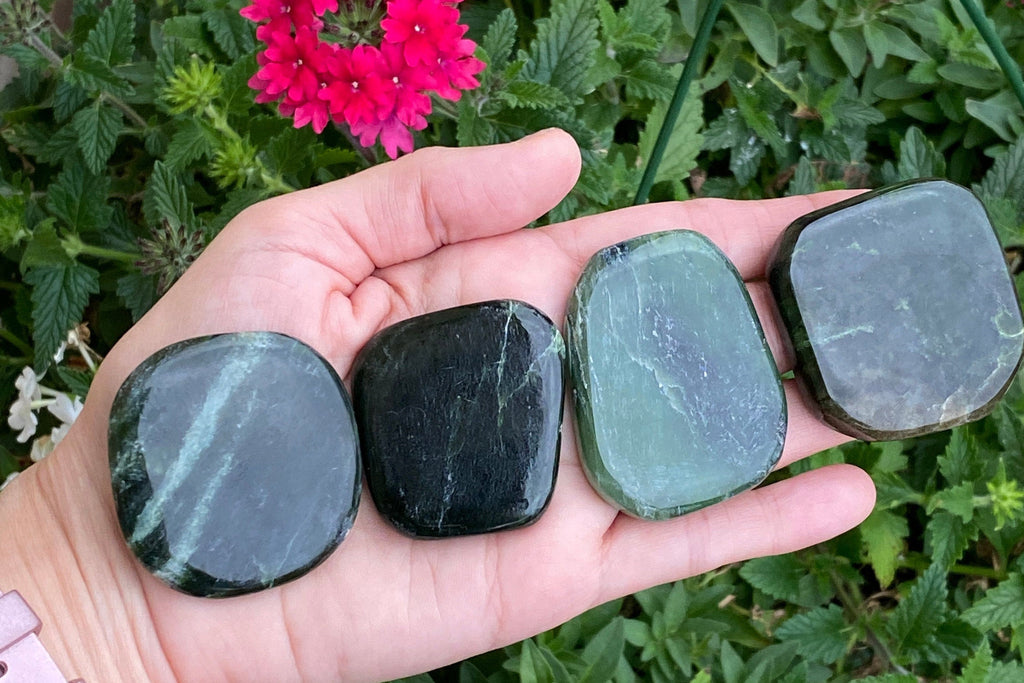 1 Nephrite Jade Dark Green Freeform 1.5" Polished Palm Stone | Intuitively Selected