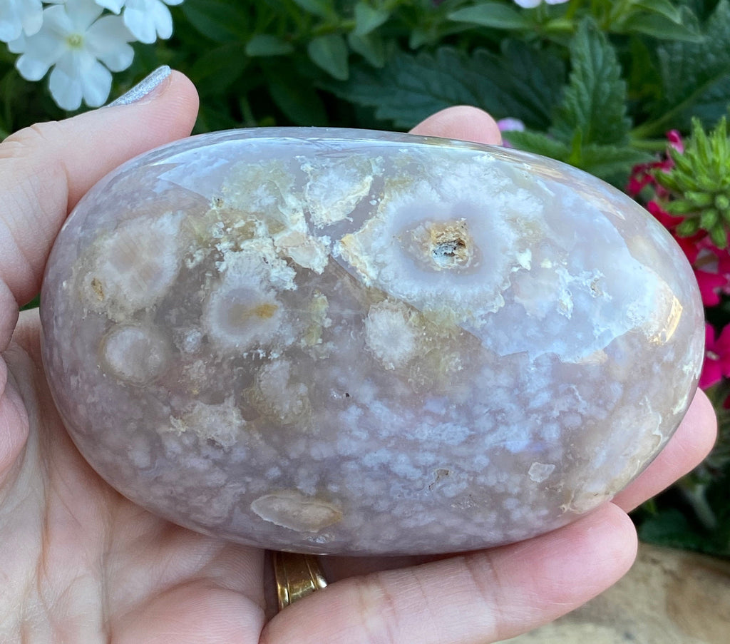 Flower Agate Larger Gallet Palmstone | 340grams Crystals for Healing