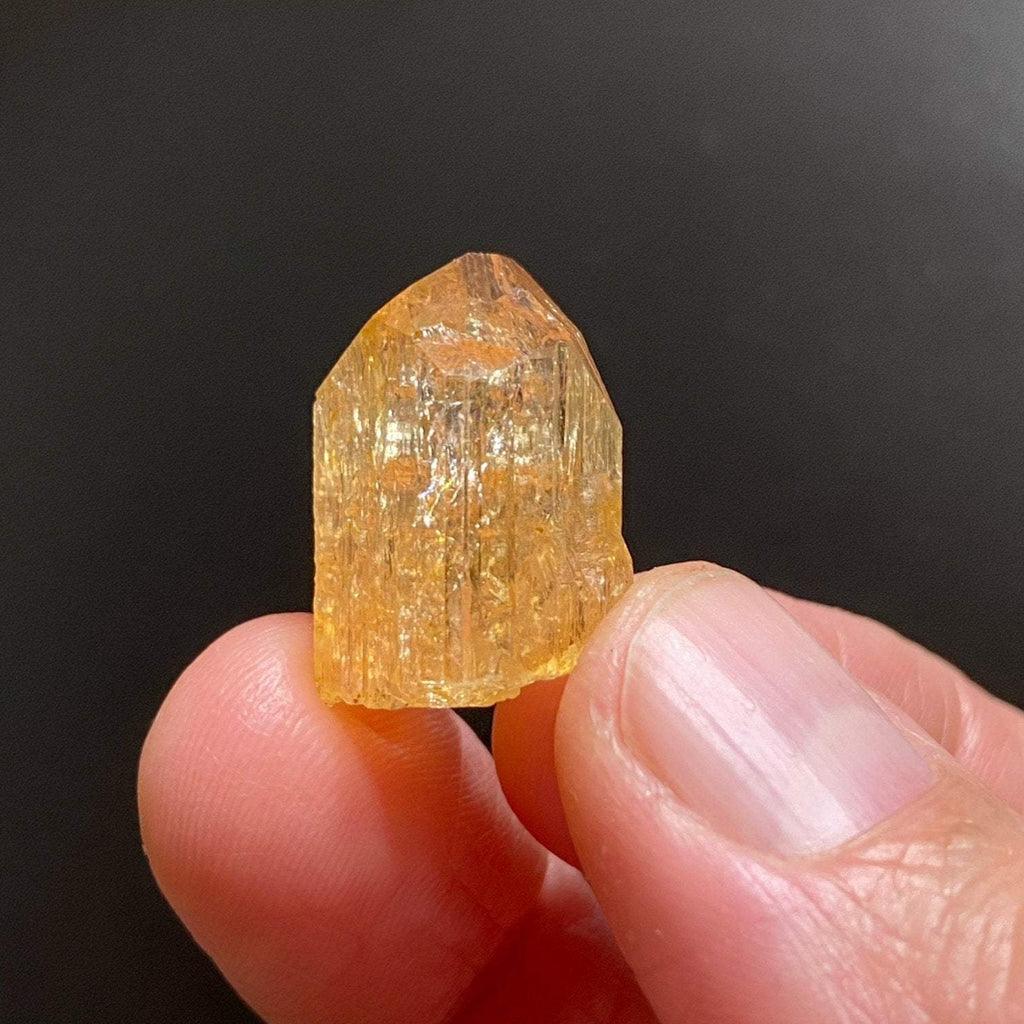 Topaz var. Imperial. The source for this fine Topaz is the Solwezi District, North-Western Province, Zambia. 100% natural. High quality, rare specimen. 8 grams.